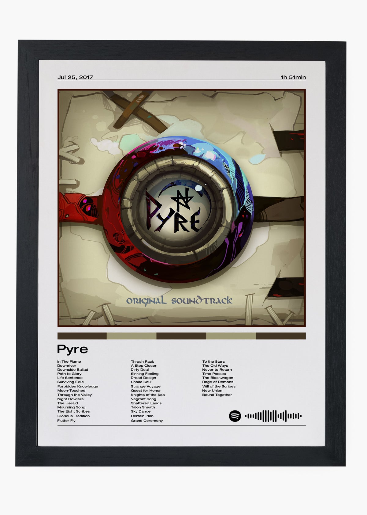 Quadro decorativo Darren Korb Pyre — arte de trilha sonora para parede | Cübe Quadros