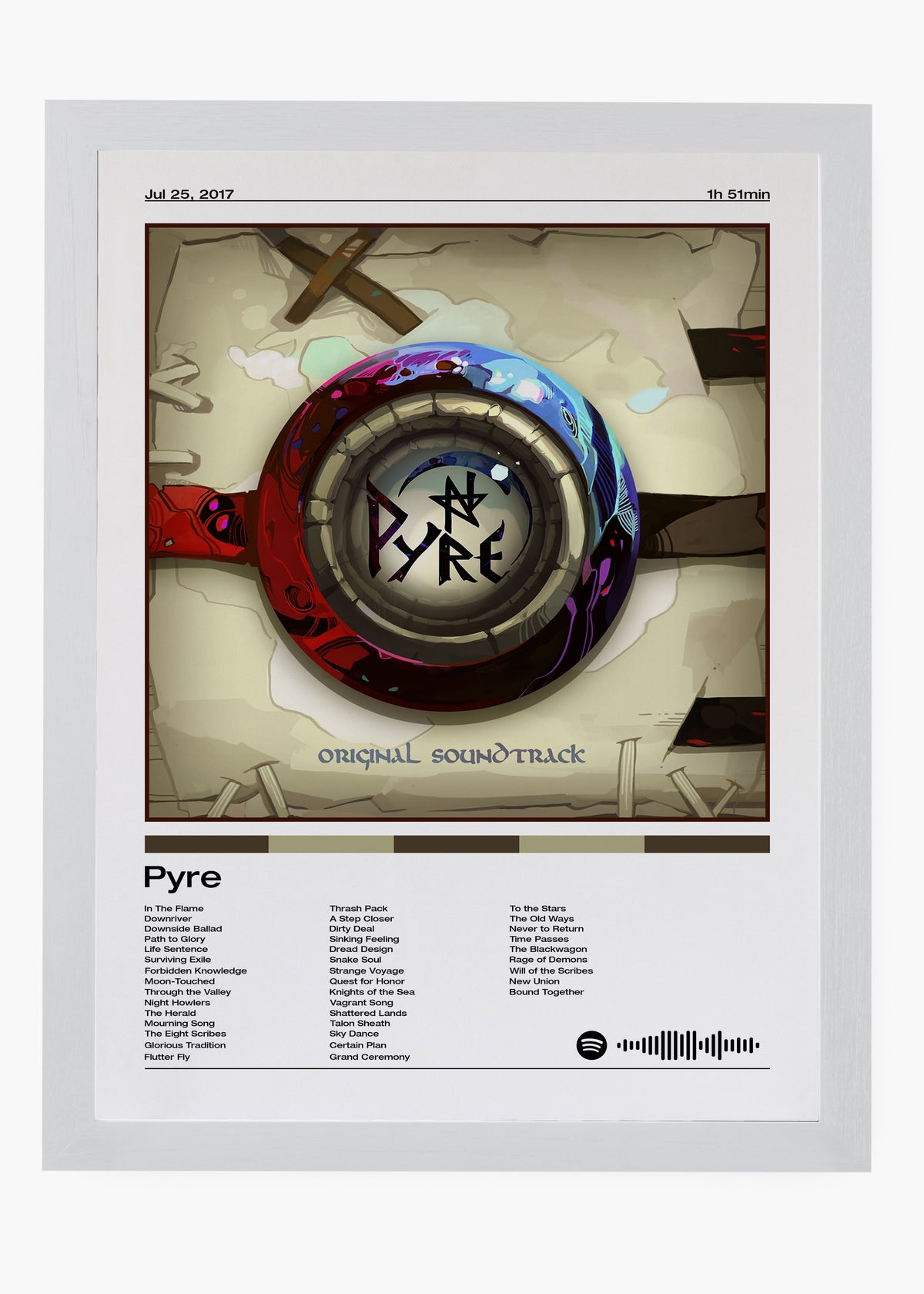 Quadro decorativo Darren Korb Pyre — arte de trilha sonora para parede | Cübe Quadros