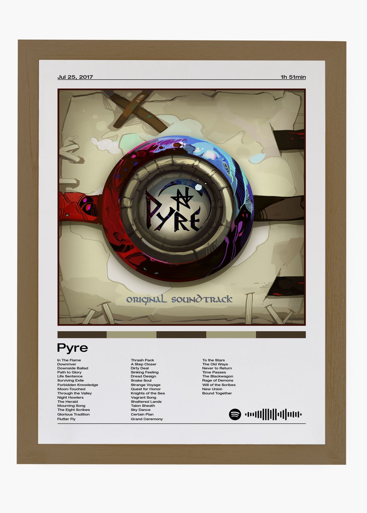 Quadro decorativo Darren Korb Pyre — arte de trilha sonora para parede | Cübe Quadros