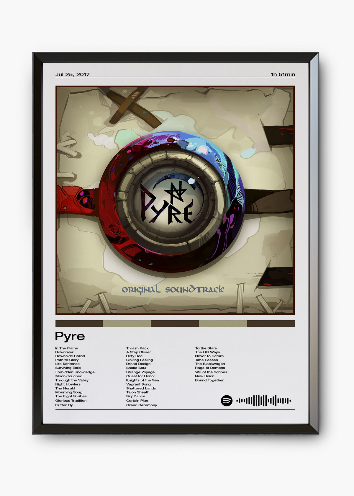 Quadro decorativo Darren Korb Pyre — arte de trilha sonora para parede | Cübe Quadros
