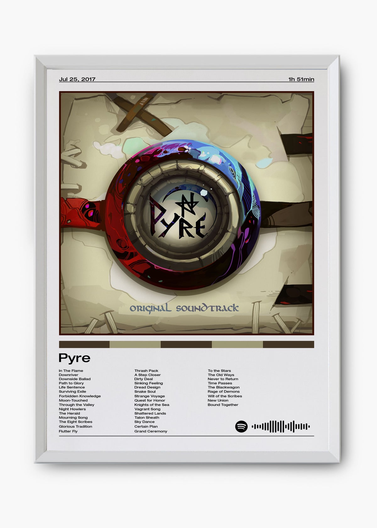Quadro decorativo Darren Korb Pyre — arte de trilha sonora para parede | Cübe Quadros