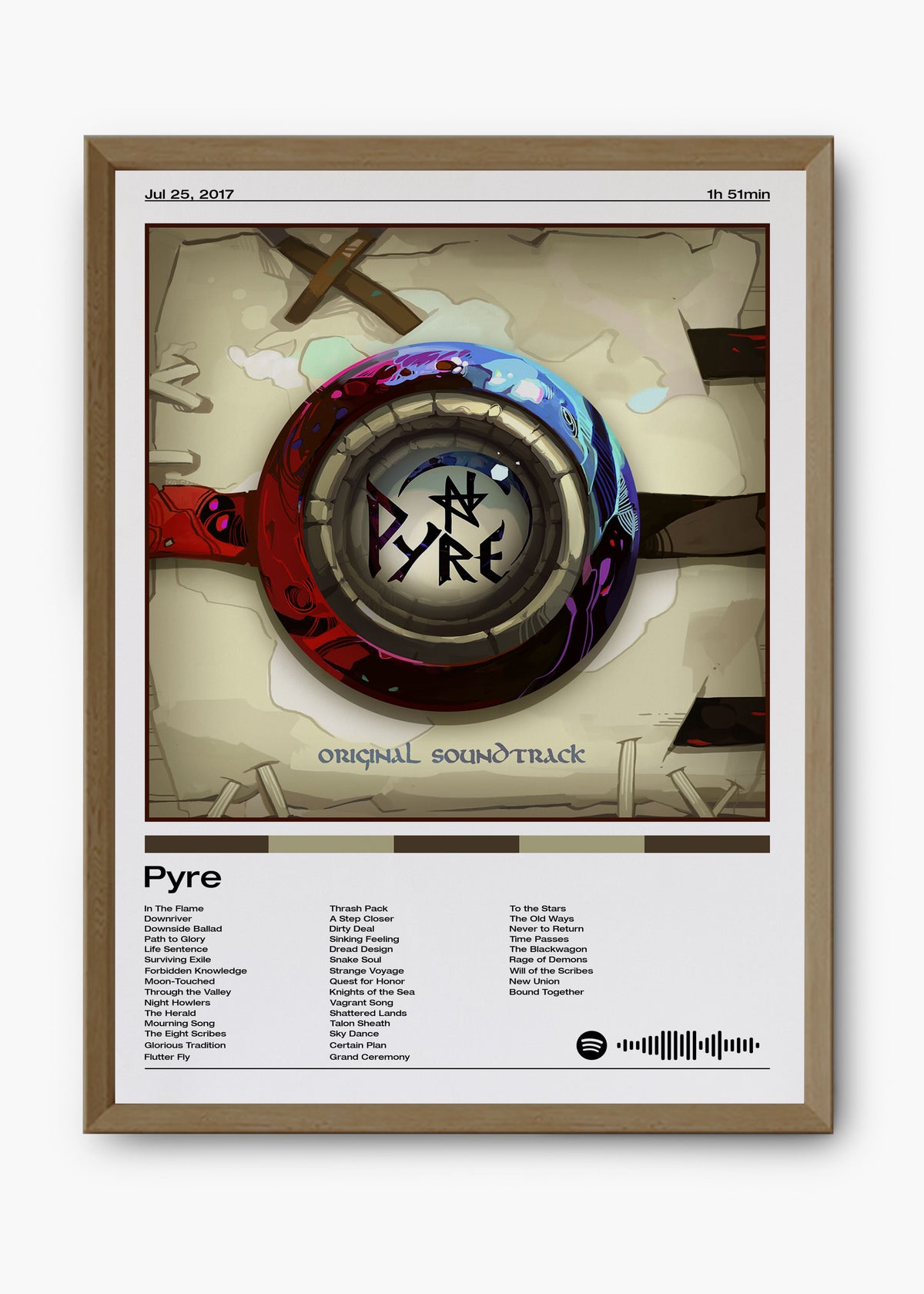 Quadro decorativo Darren Korb Pyre — arte de trilha sonora para parede | Cübe Quadros
