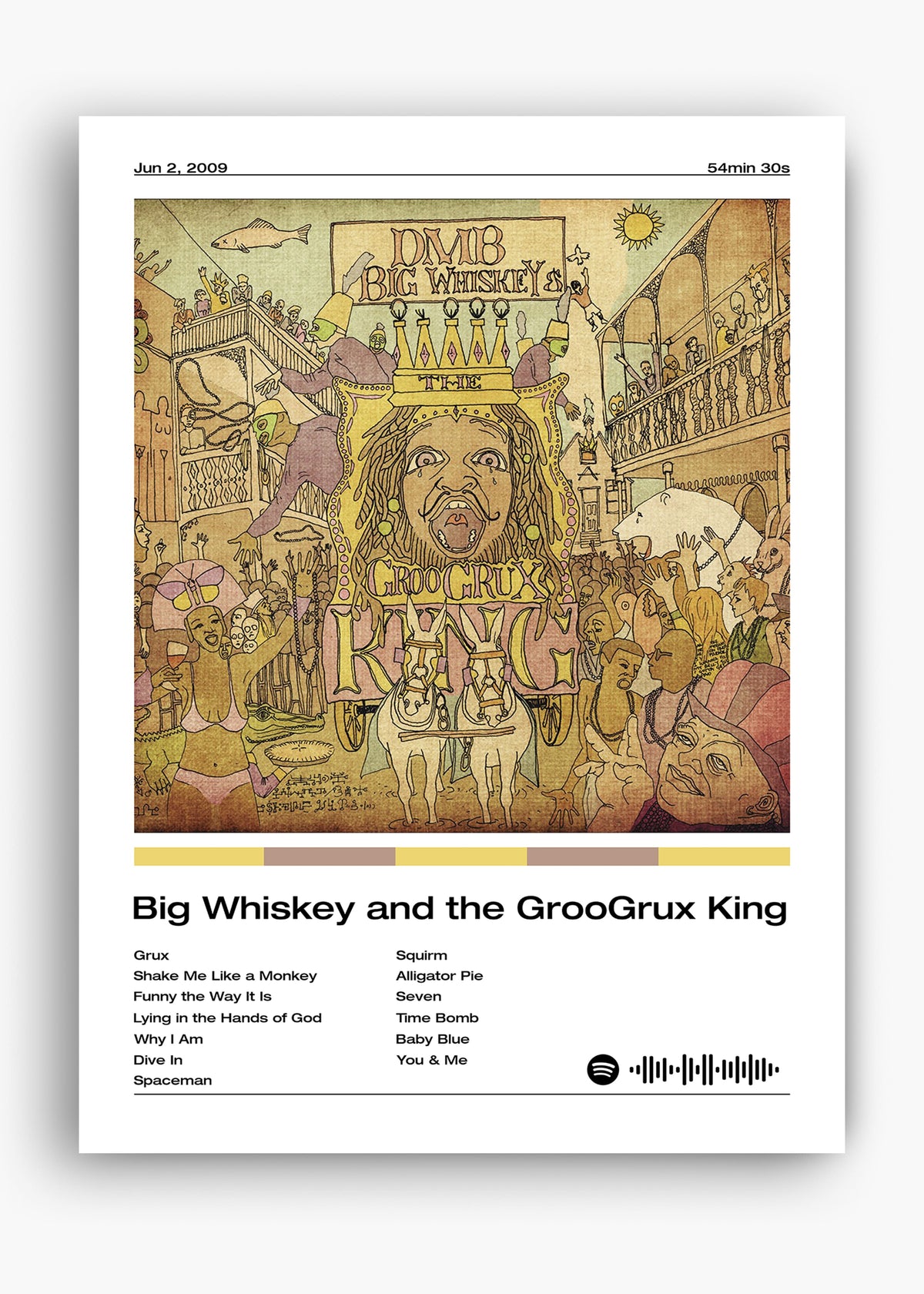 Quadro decorativo Dave Matthews Band Big Whiskey — arte de rock para parede | Cübe Quadros