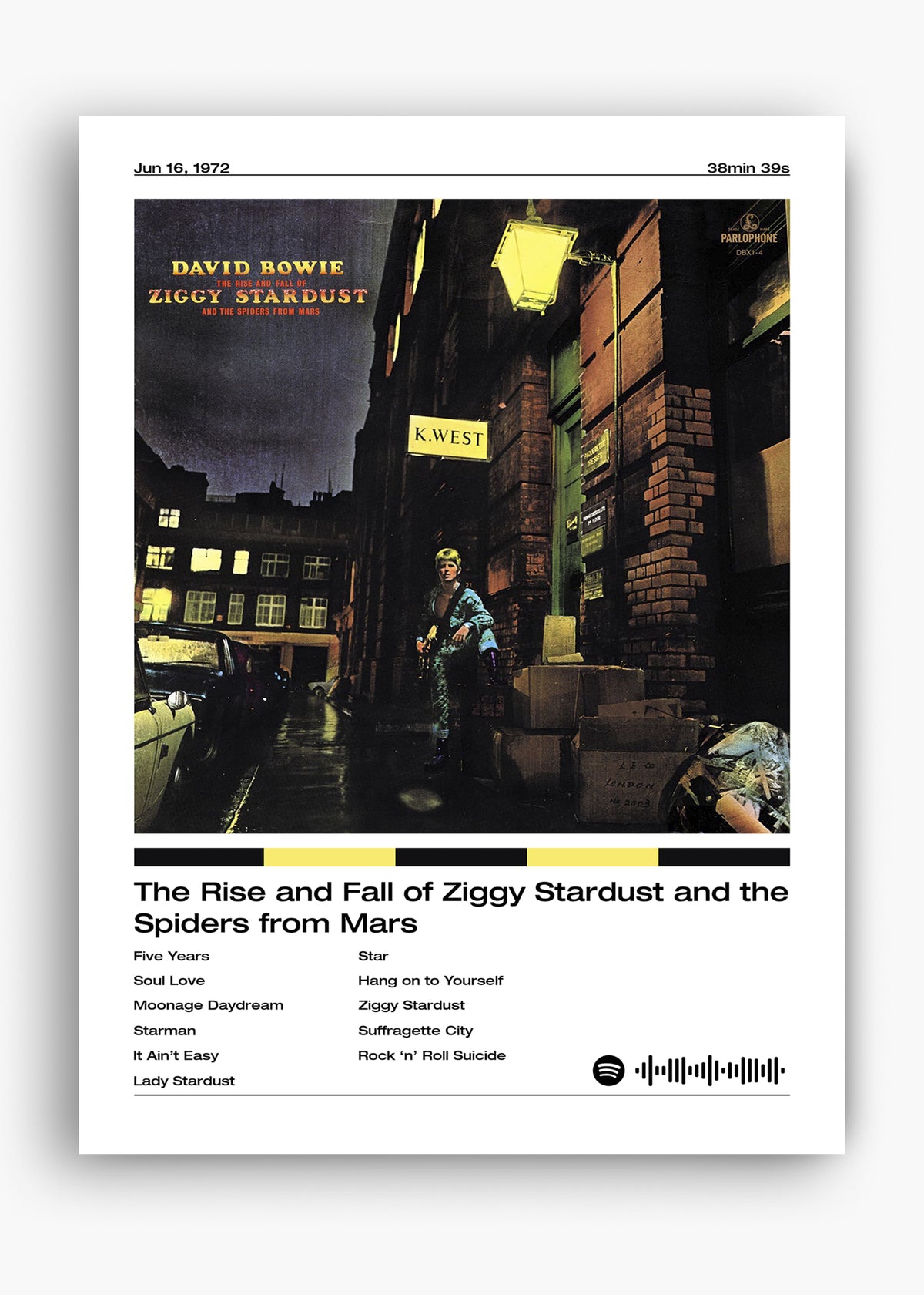 Quadro decorativo David Bowie Ziggy Stardust — arte de glam rock para parede | Cübe Quadros
