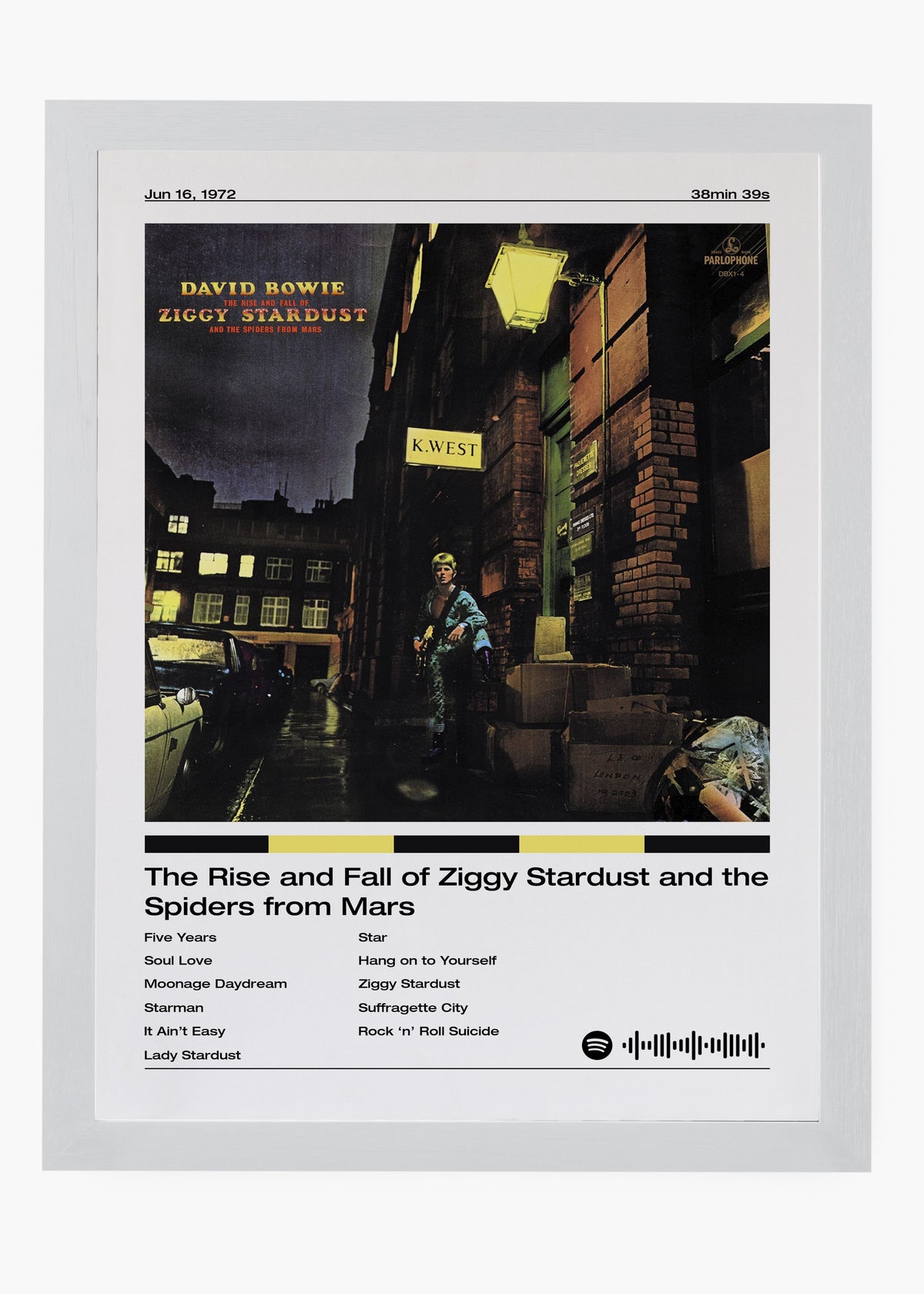 Quadro decorativo David Bowie Ziggy Stardust — arte de glam rock para parede | Cübe Quadros