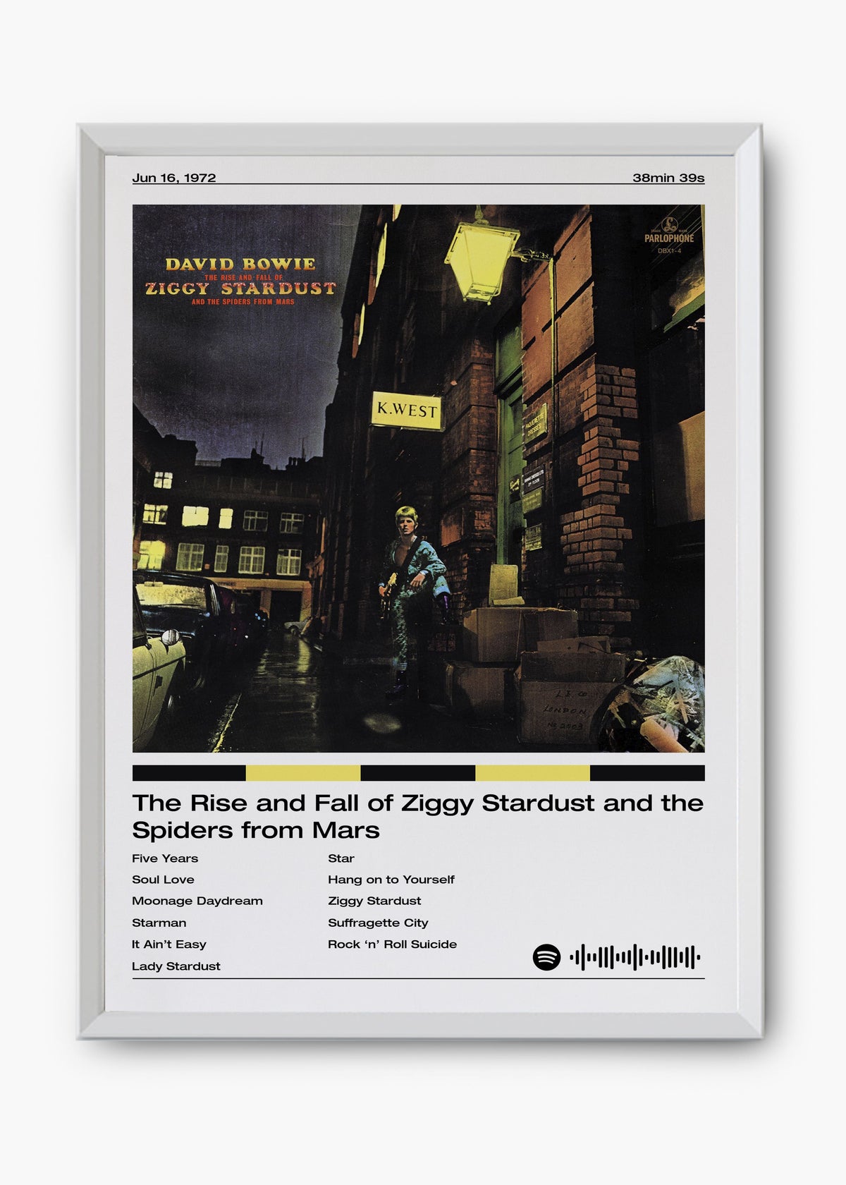 Quadro decorativo David Bowie Ziggy Stardust — arte de glam rock para parede | Cübe Quadros