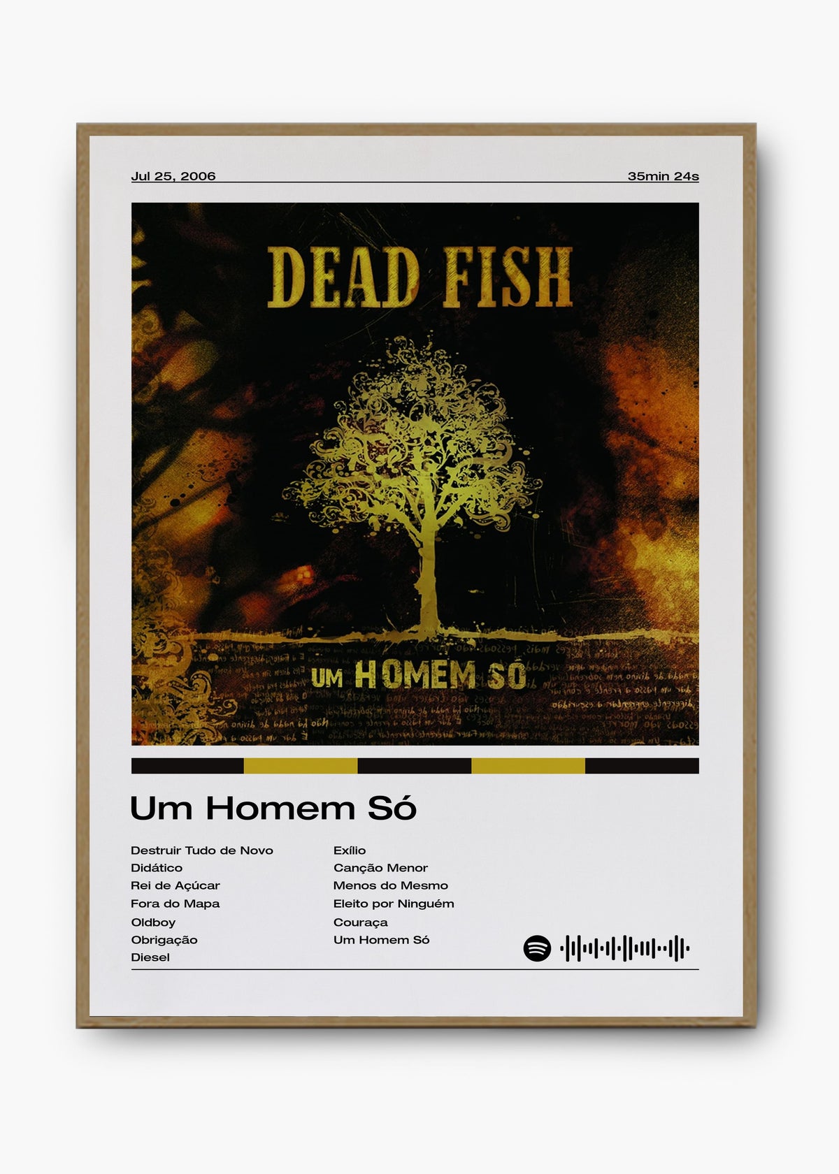 Quadro decorativo Dead Fish Um Homem Só — arte de punk rock para parede | Cübe Quadros