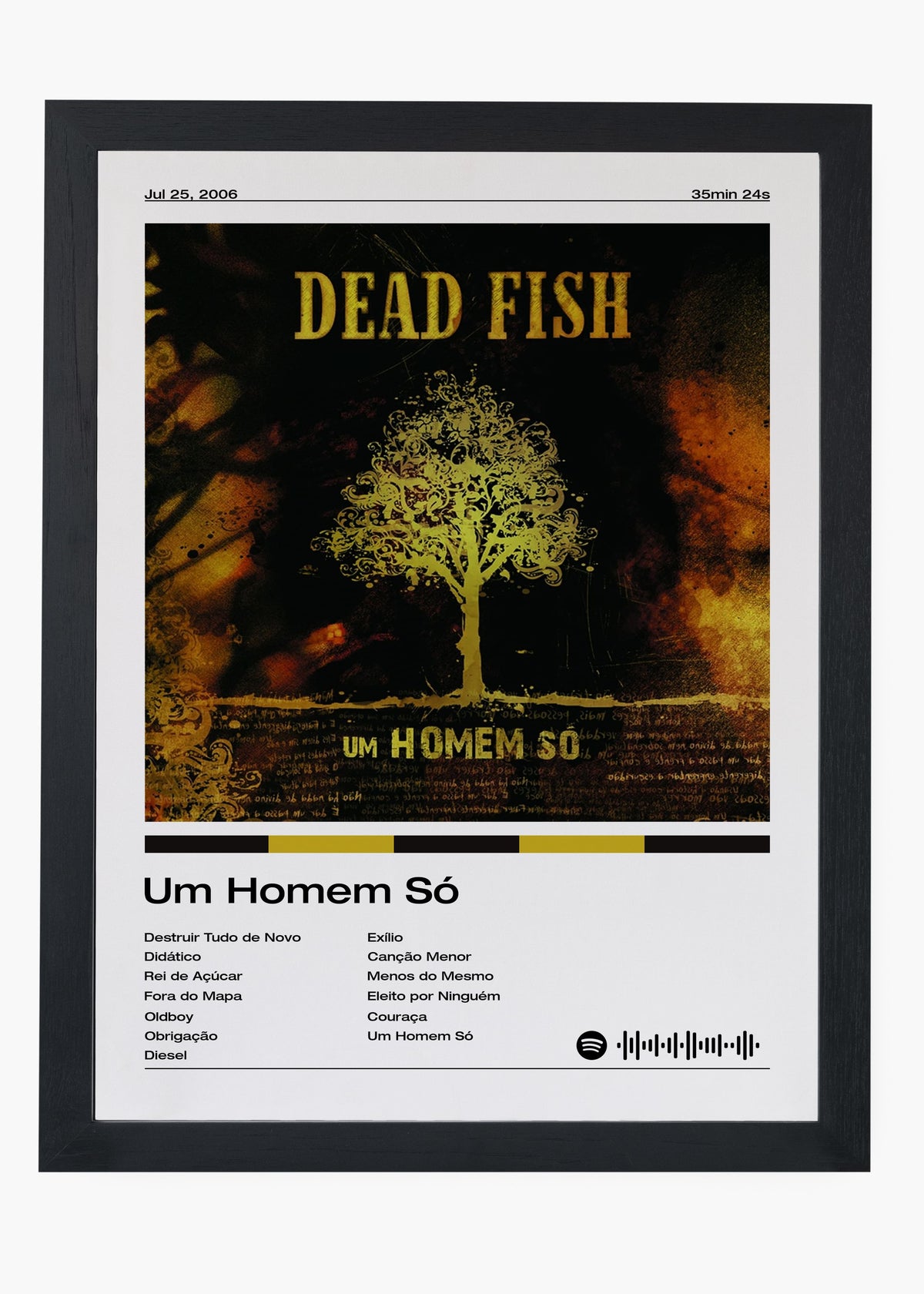 Quadro decorativo Dead Fish Um Homem Só — arte de punk rock para parede | Cübe Quadros