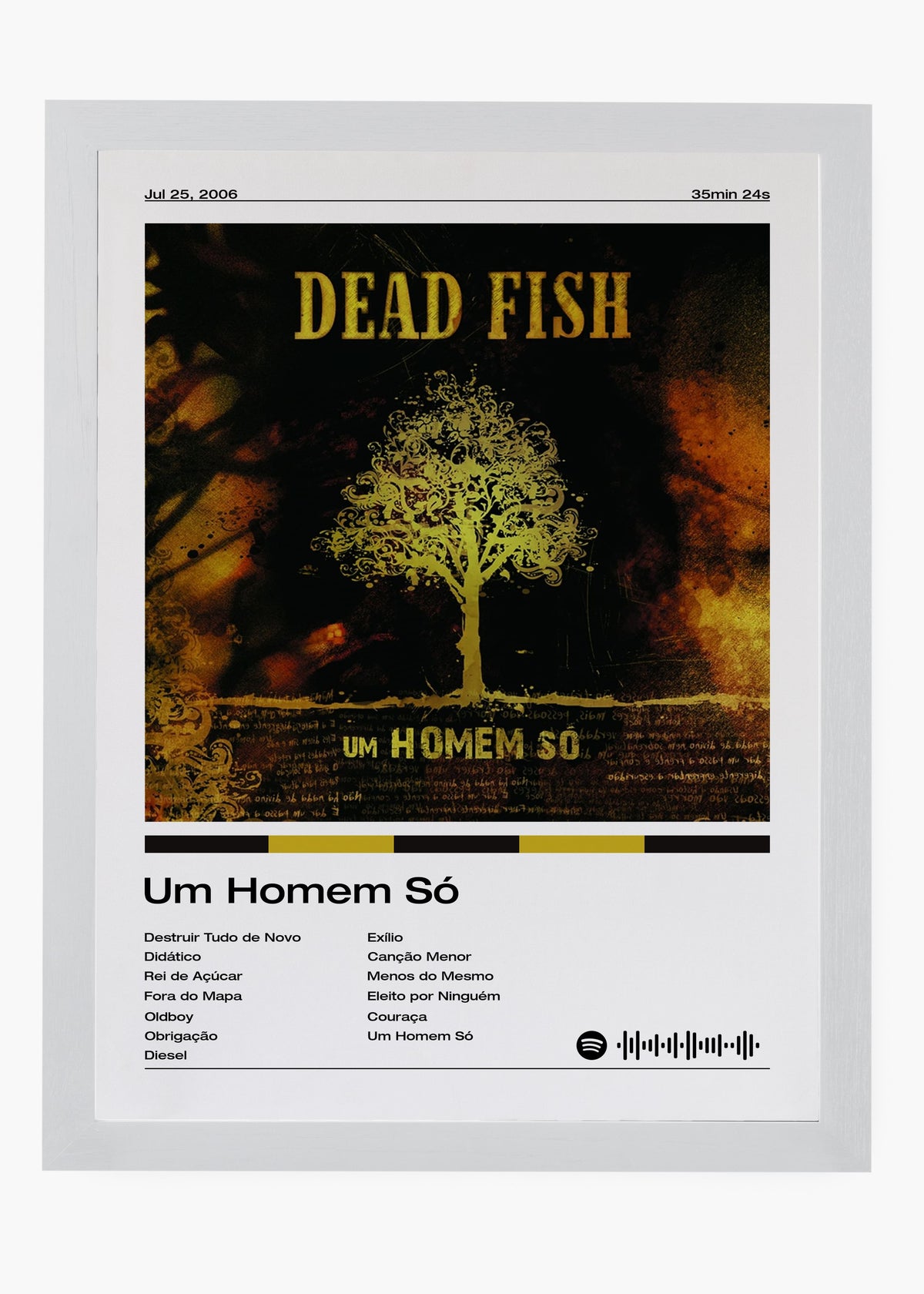 Quadro decorativo Dead Fish Um Homem Só — arte de punk rock para parede | Cübe Quadros