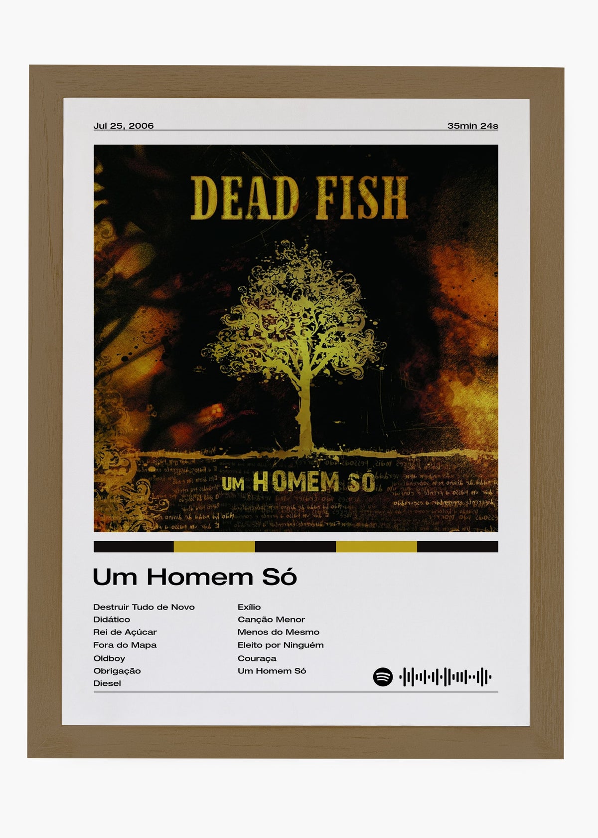 Quadro decorativo Dead Fish Um Homem Só — arte de punk rock para parede | Cübe Quadros