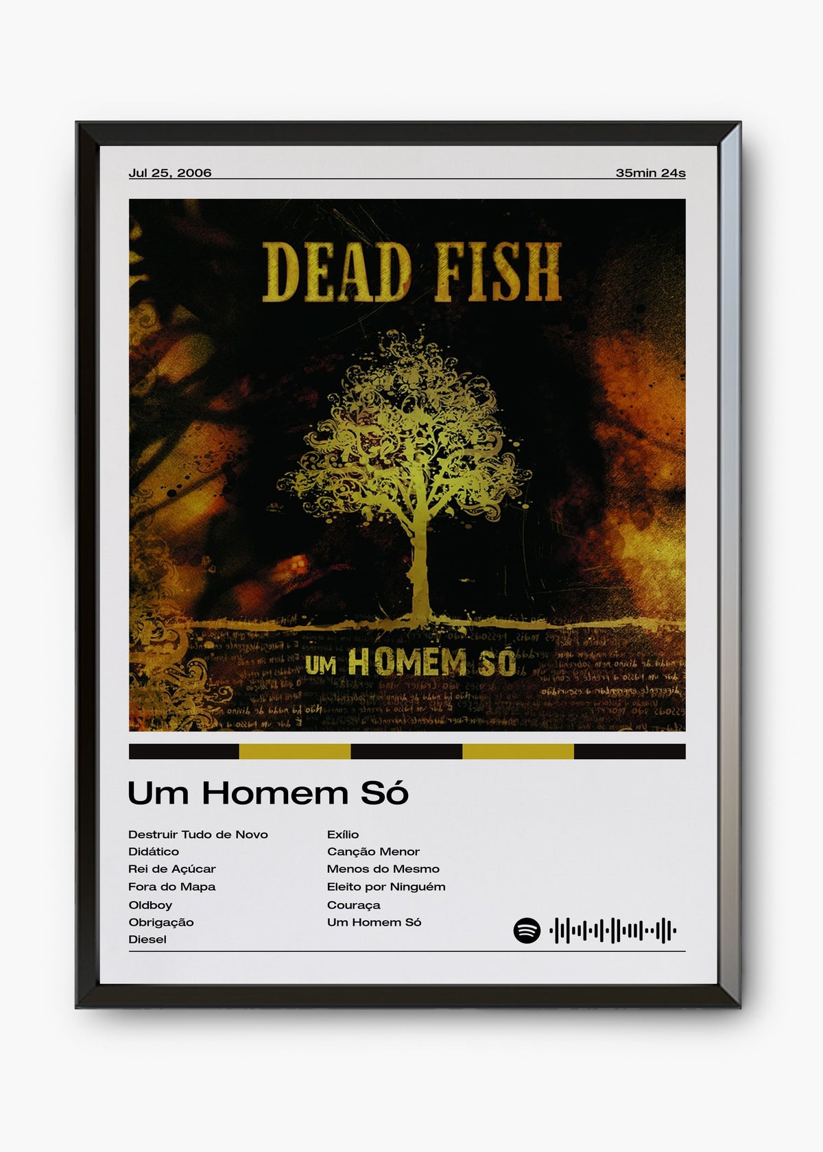 Quadro decorativo Dead Fish Um Homem Só — arte de punk rock para parede | Cübe Quadros
