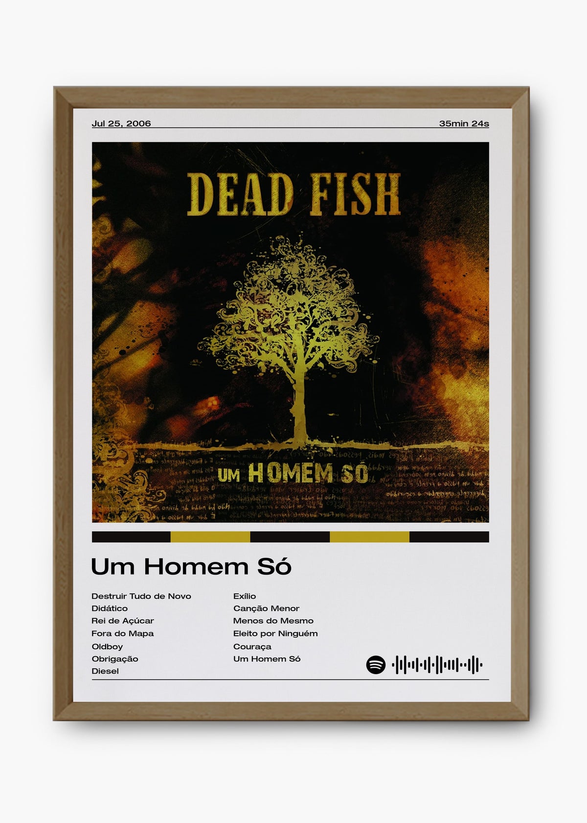 Quadro decorativo Dead Fish Um Homem Só — arte de punk rock para parede | Cübe Quadros