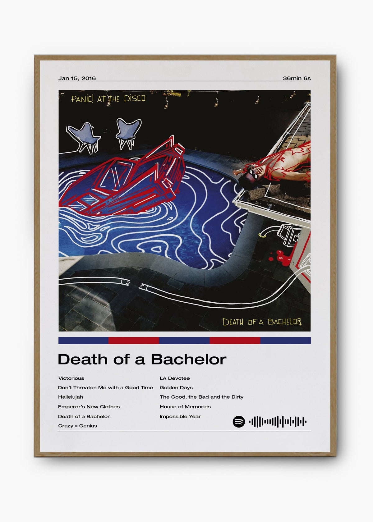Quadro decorativo Panic at the Disco Death of a Bachelor — arte de pop rock para parede | Cübe Quadros