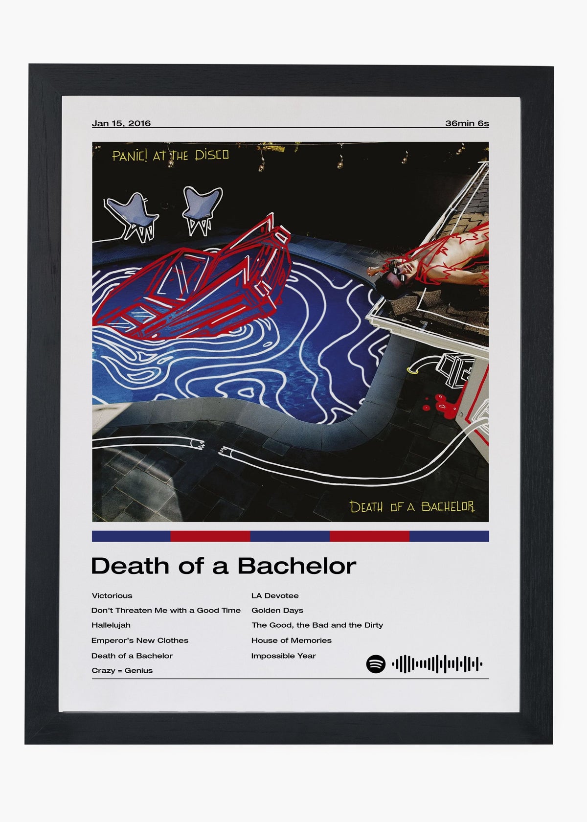Quadro decorativo Panic at the Disco Death of a Bachelor — arte de pop rock para parede | Cübe Quadros