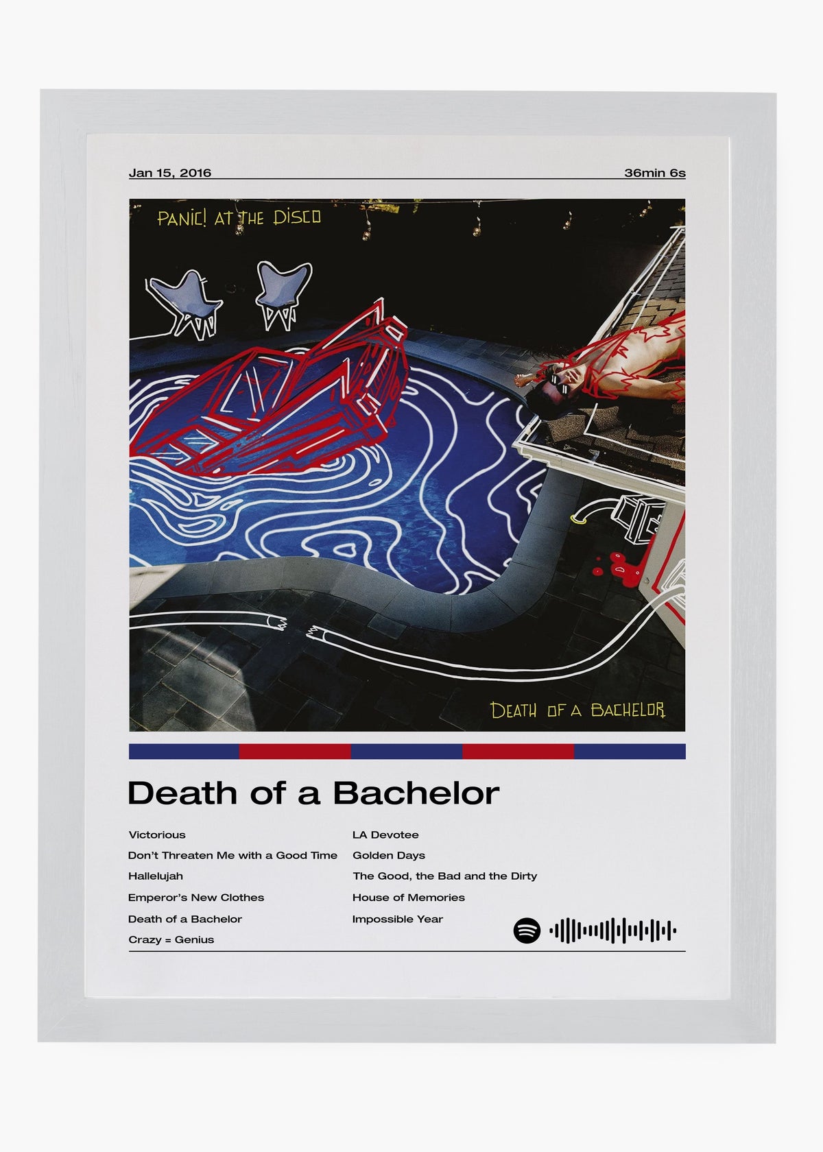 Quadro decorativo Panic at the Disco Death of a Bachelor — arte de pop rock para parede | Cübe Quadros