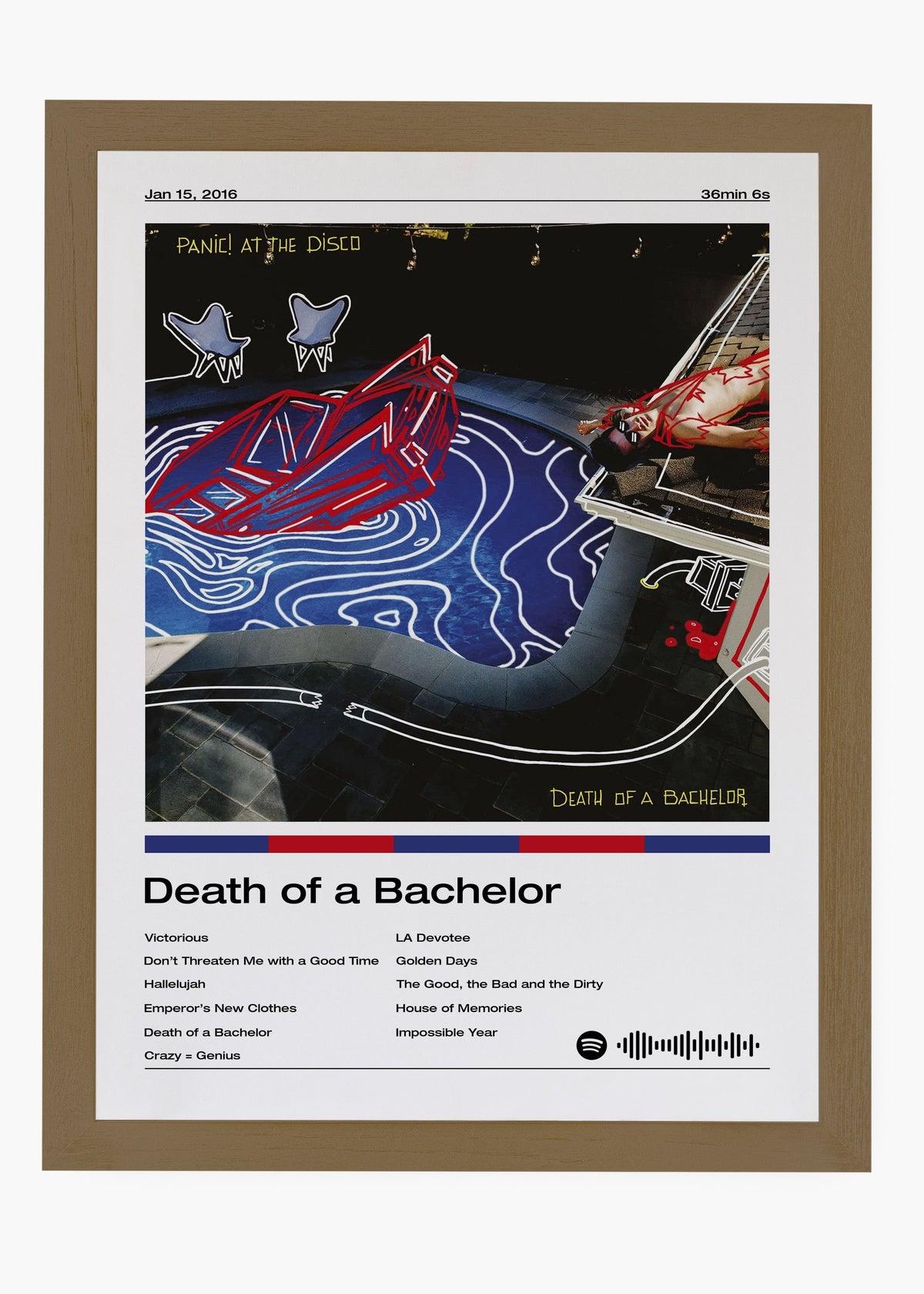 Quadro decorativo Panic at the Disco Death of a Bachelor — arte de pop rock para parede | Cübe Quadros