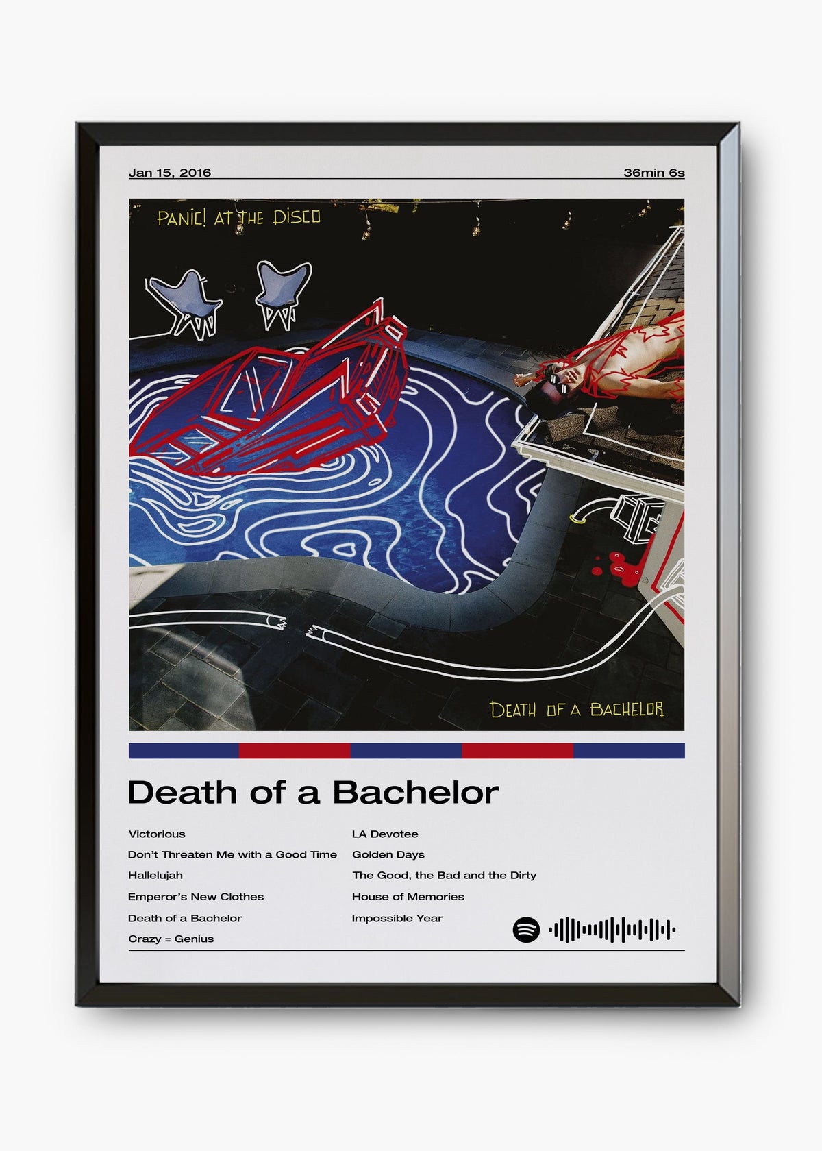 Quadro decorativo Panic at the Disco Death of a Bachelor — arte de pop rock para parede | Cübe Quadros