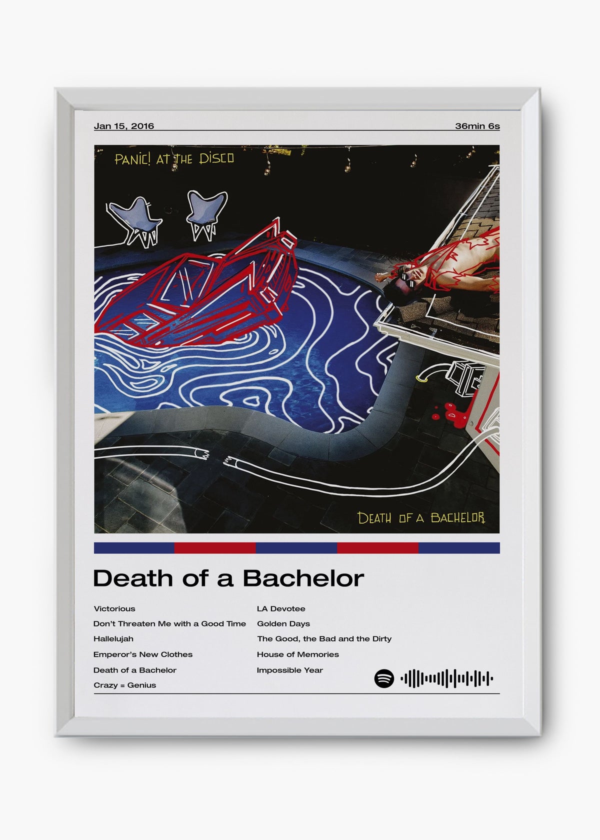 Quadro decorativo Panic at the Disco Death of a Bachelor — arte de pop rock para parede | Cübe Quadros