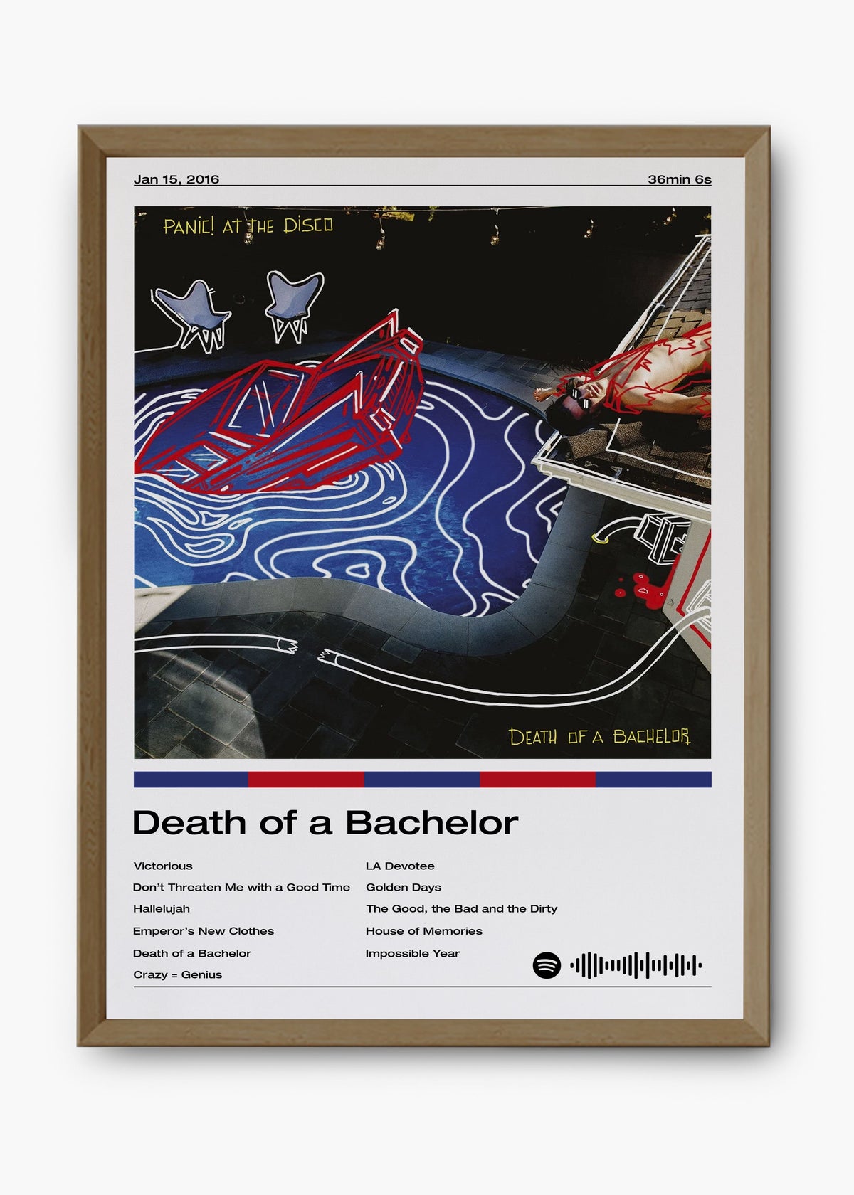 Quadro decorativo Panic at the Disco Death of a Bachelor — arte de pop rock para parede | Cübe Quadros
