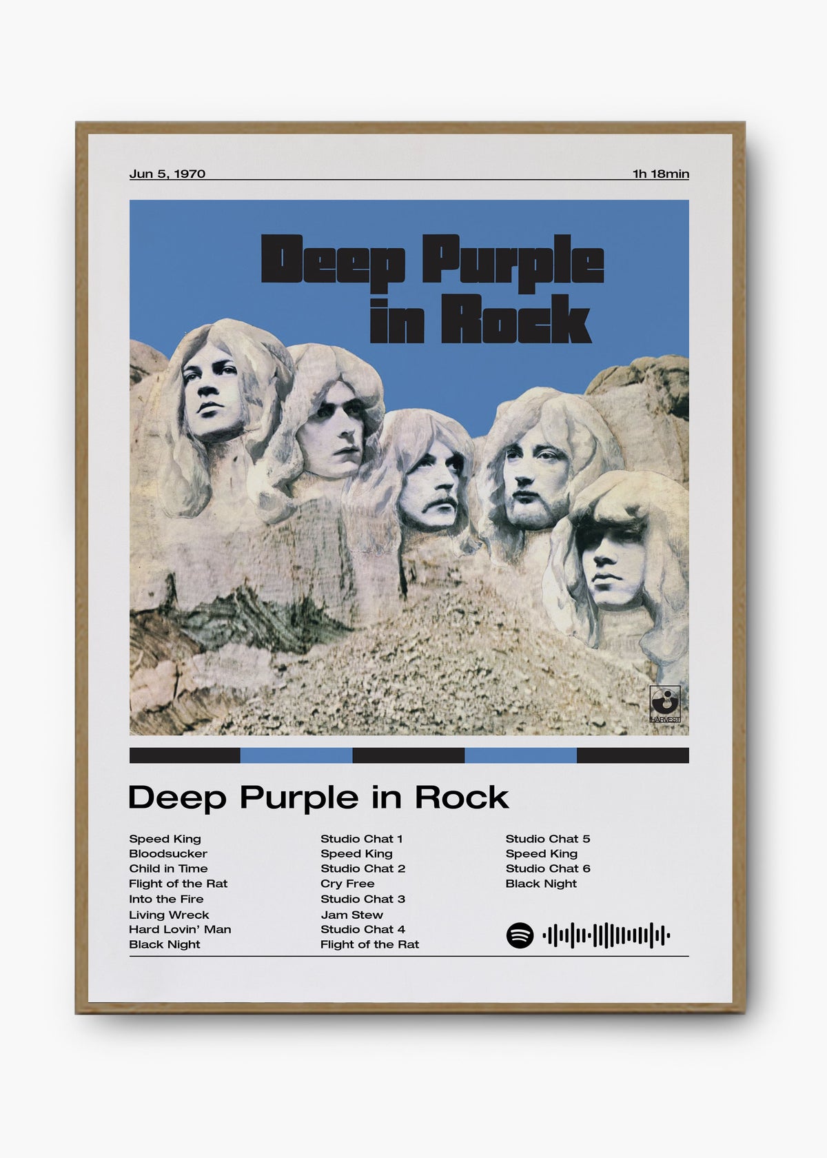 Quadro decorativo Deep Purple In Rock — arte de rock clássico para parede | Cübe Quadros