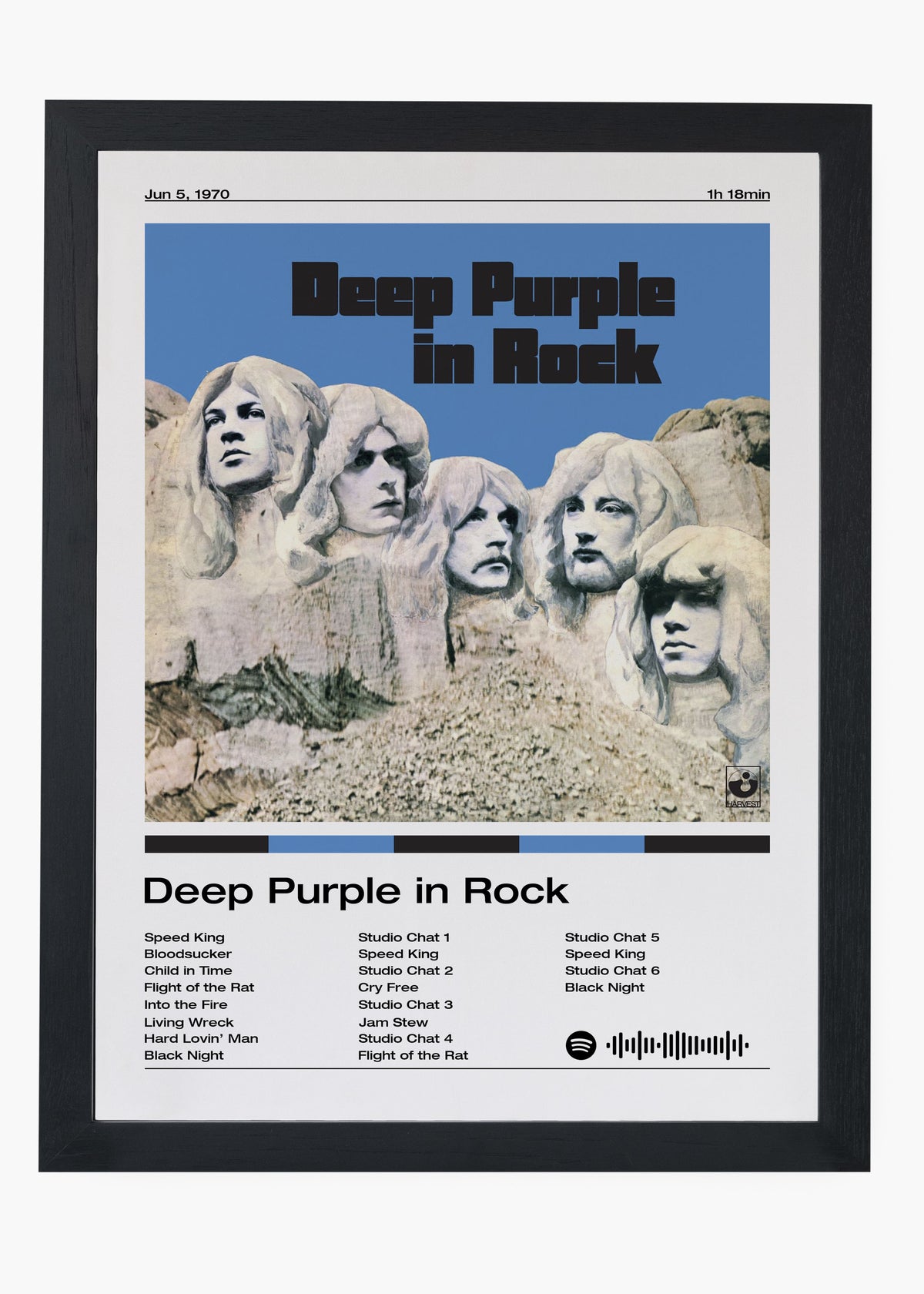 Quadro decorativo Deep Purple In Rock — arte de rock clássico para parede | Cübe Quadros