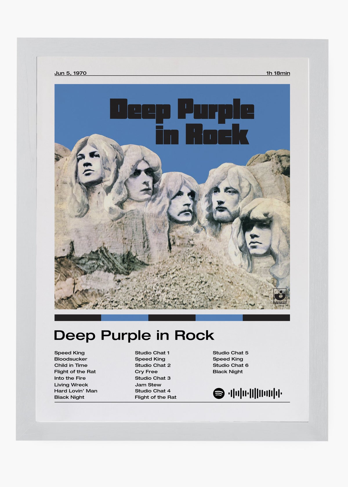 Quadro decorativo Deep Purple In Rock — arte de rock clássico para parede | Cübe Quadros
