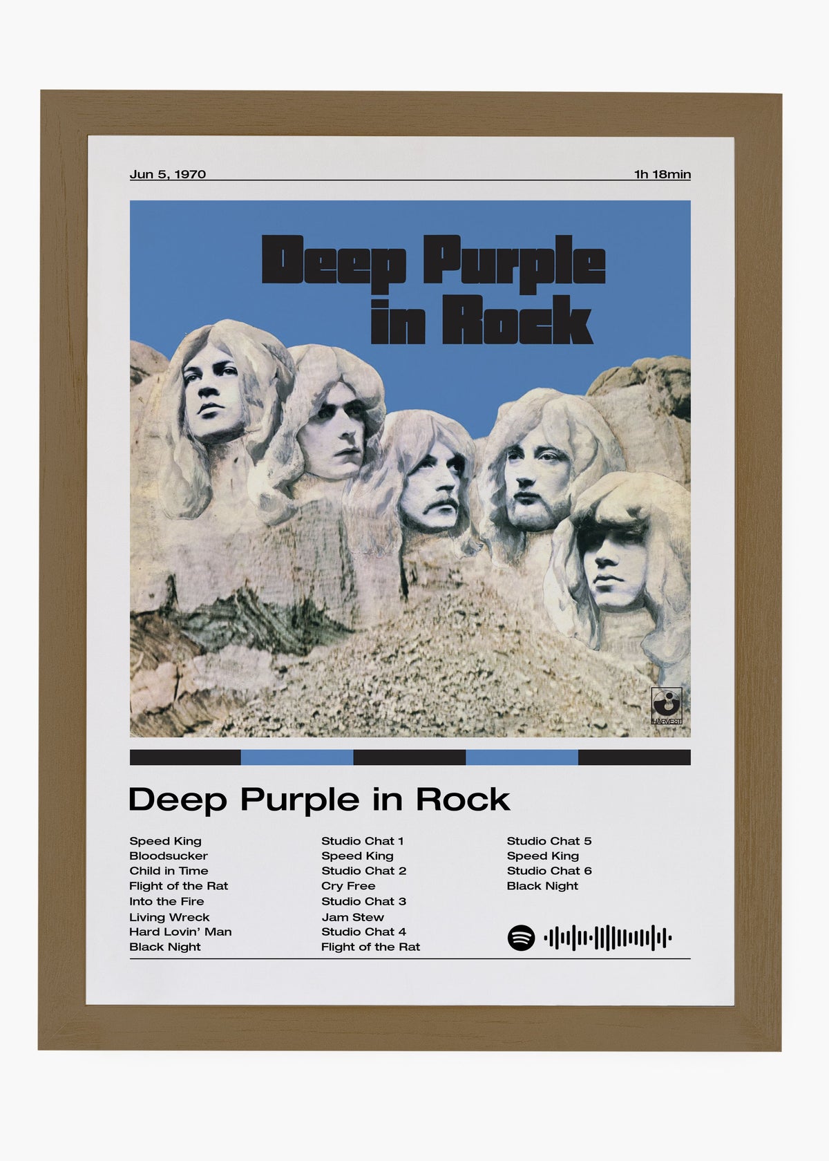 Quadro decorativo Deep Purple In Rock — arte de rock clássico para parede | Cübe Quadros