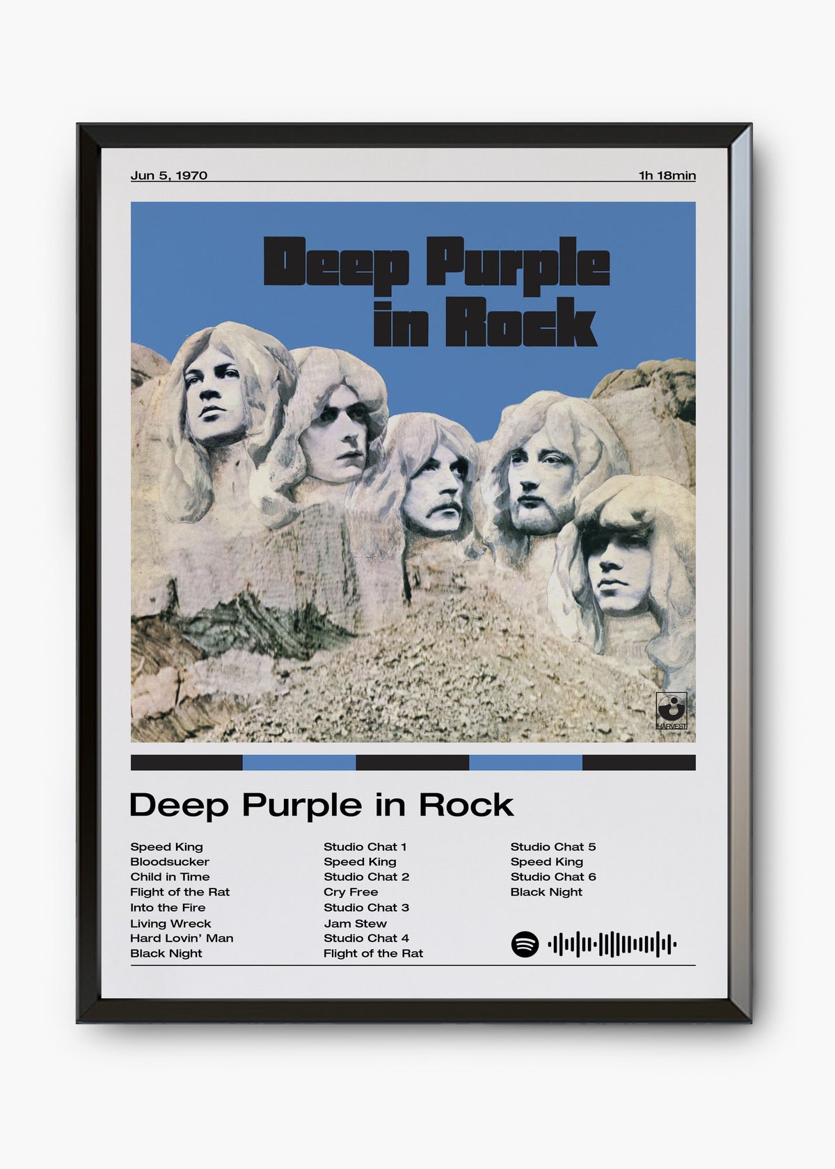 Quadro decorativo Deep Purple In Rock — arte de rock clássico para parede | Cübe Quadros