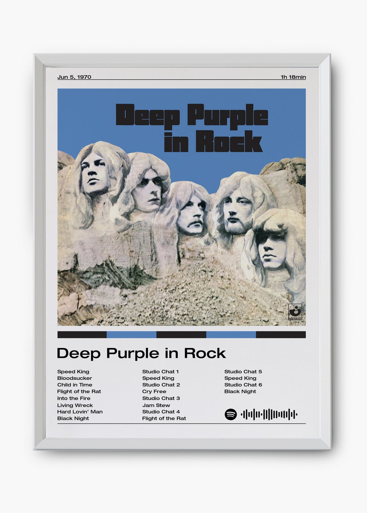 Quadro decorativo Deep Purple In Rock — arte de rock clássico para parede | Cübe Quadros