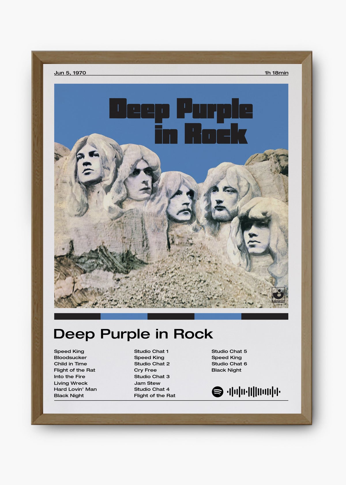 Quadro decorativo Deep Purple In Rock — arte de rock clássico para parede | Cübe Quadros