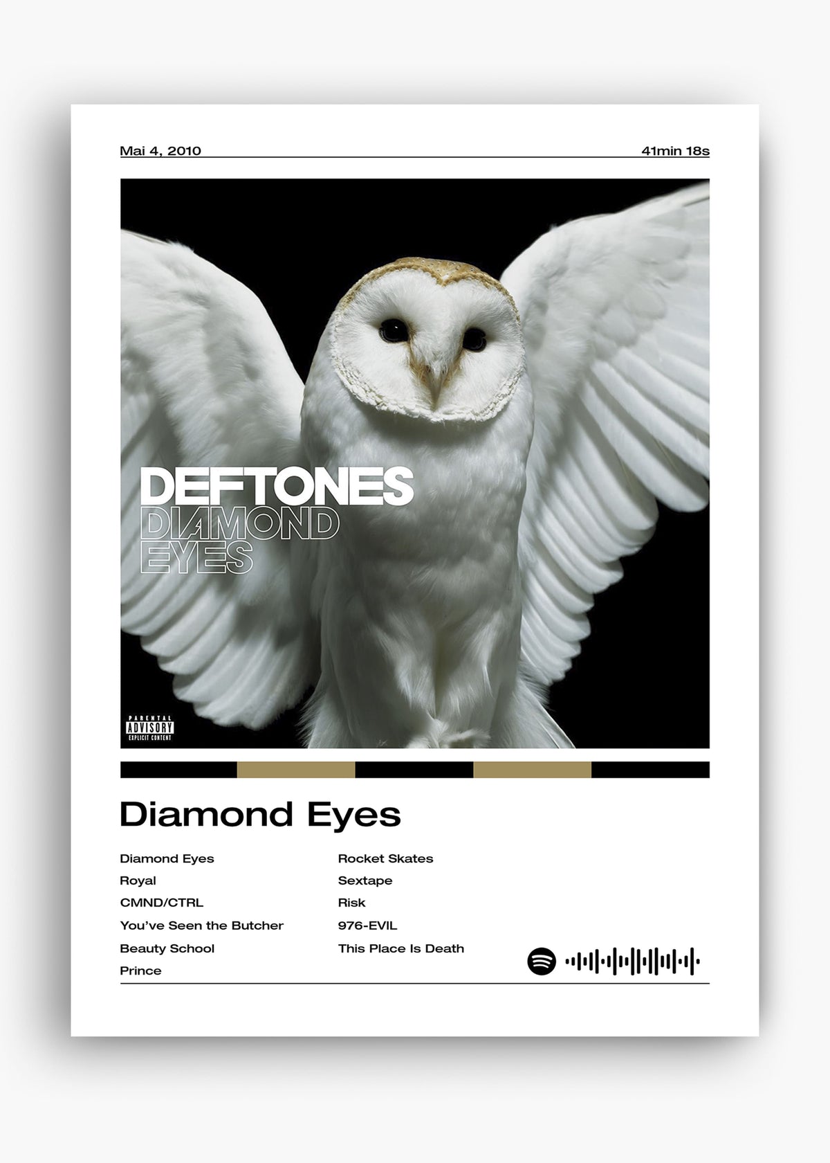 Quadro decorativo Deftones Diamond Eyes — arte de rock alternativo para parede | Cübe Quadros