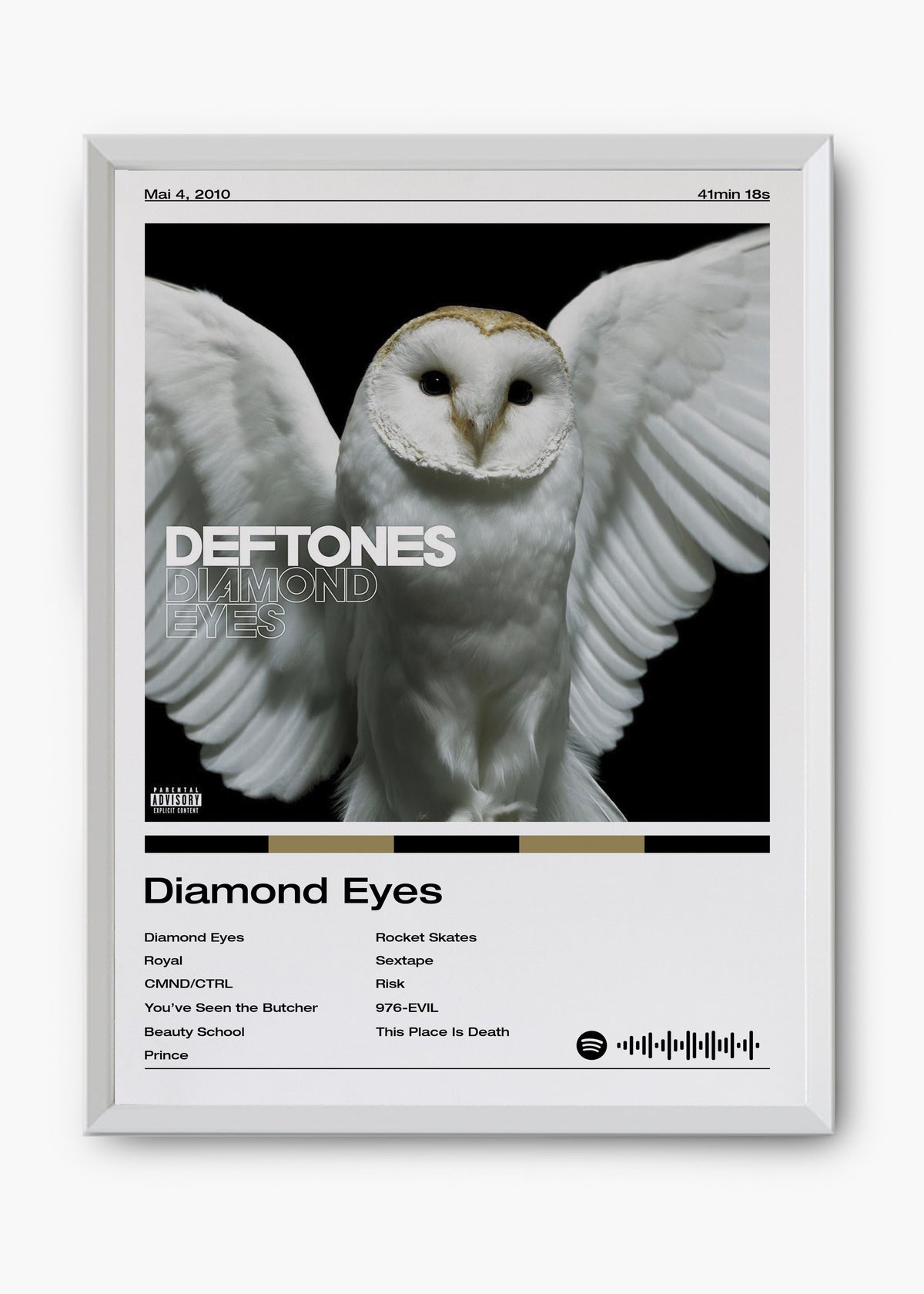 Quadro decorativo Deftones Diamond Eyes — arte de rock alternativo para parede | Cübe Quadros