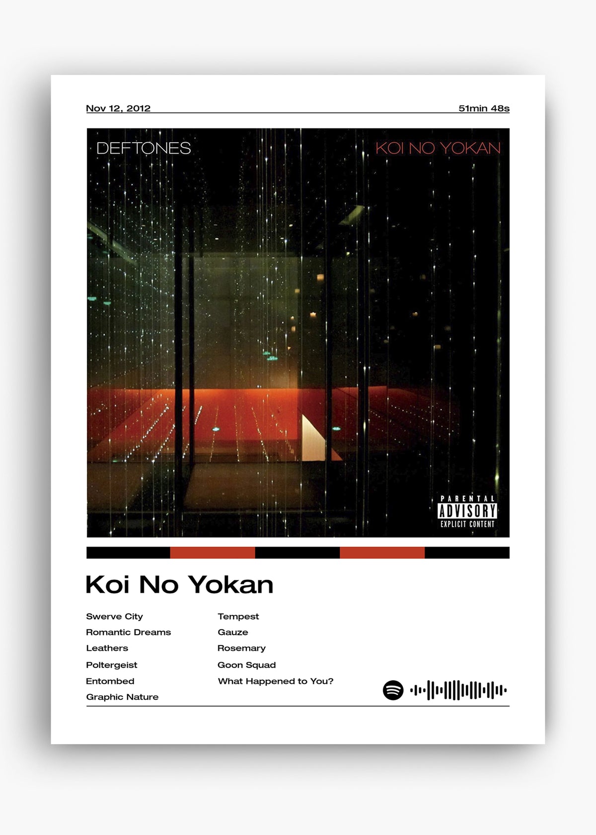 Quadro decorativo Deftones Koi No Yokan — arte de rock alternativo para parede | Cübe Quadros