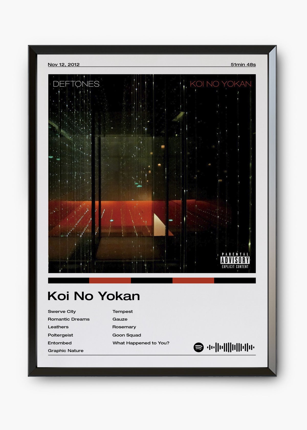Quadro decorativo Deftones Koi No Yokan — arte de rock alternativo para parede | Cübe Quadros