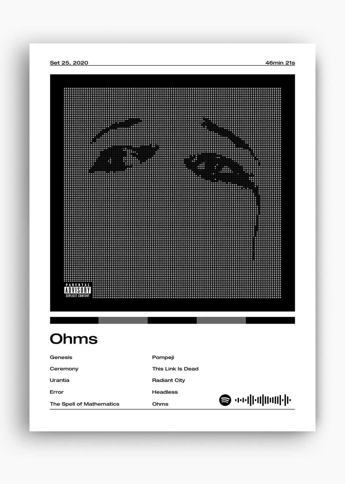 Quadro decorativo Deftones Ohms — arte de rock alternativo para parede | Cübe Quadros