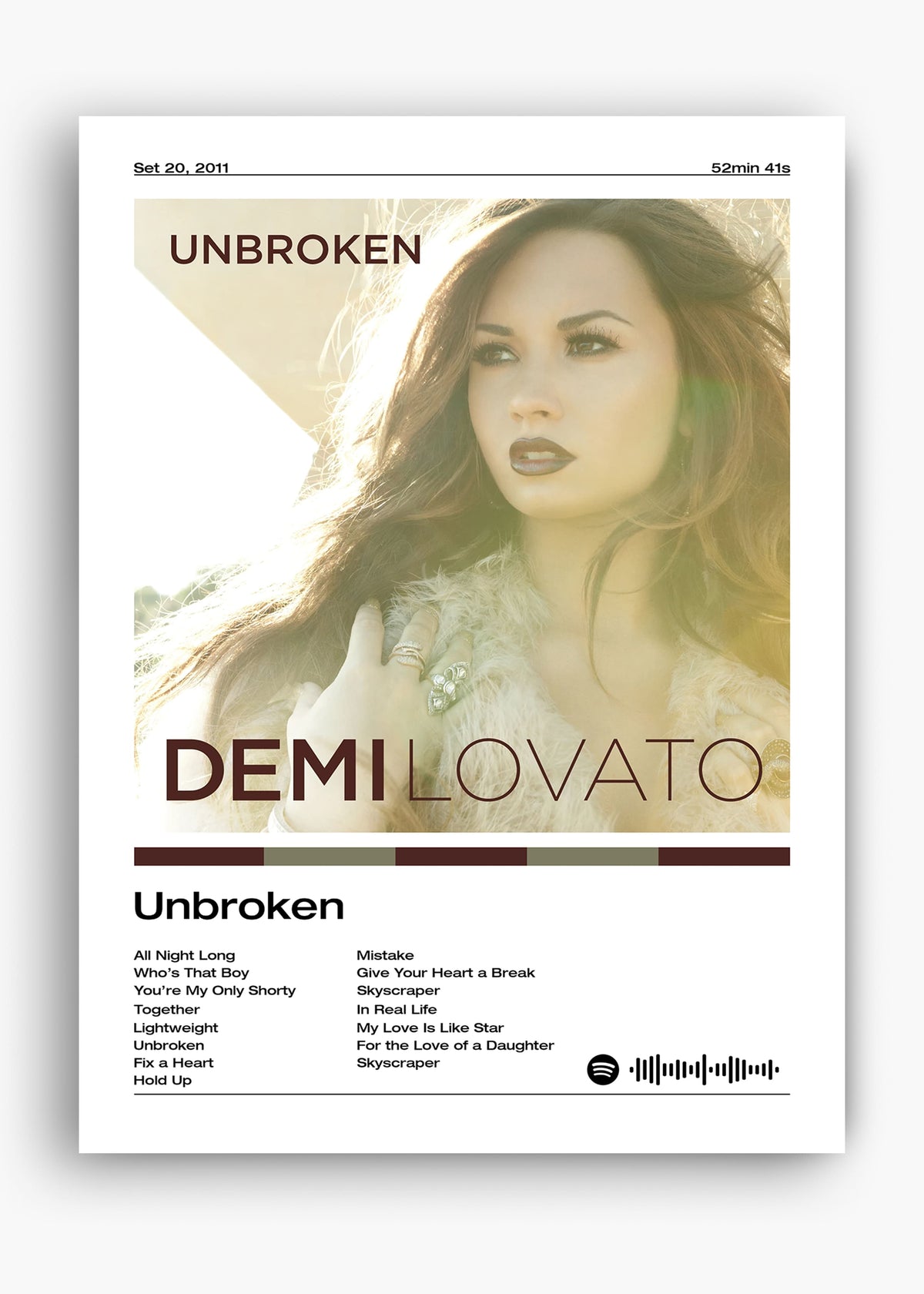 Quadro decorativo Demi Lovato Unbroken — arte pop para parede | Cübe Quadros