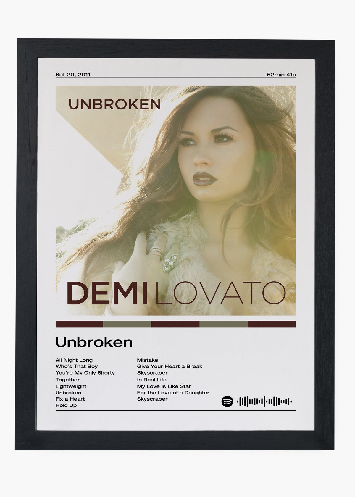 Quadro decorativo Demi Lovato Unbroken — arte pop para parede | Cübe Quadros