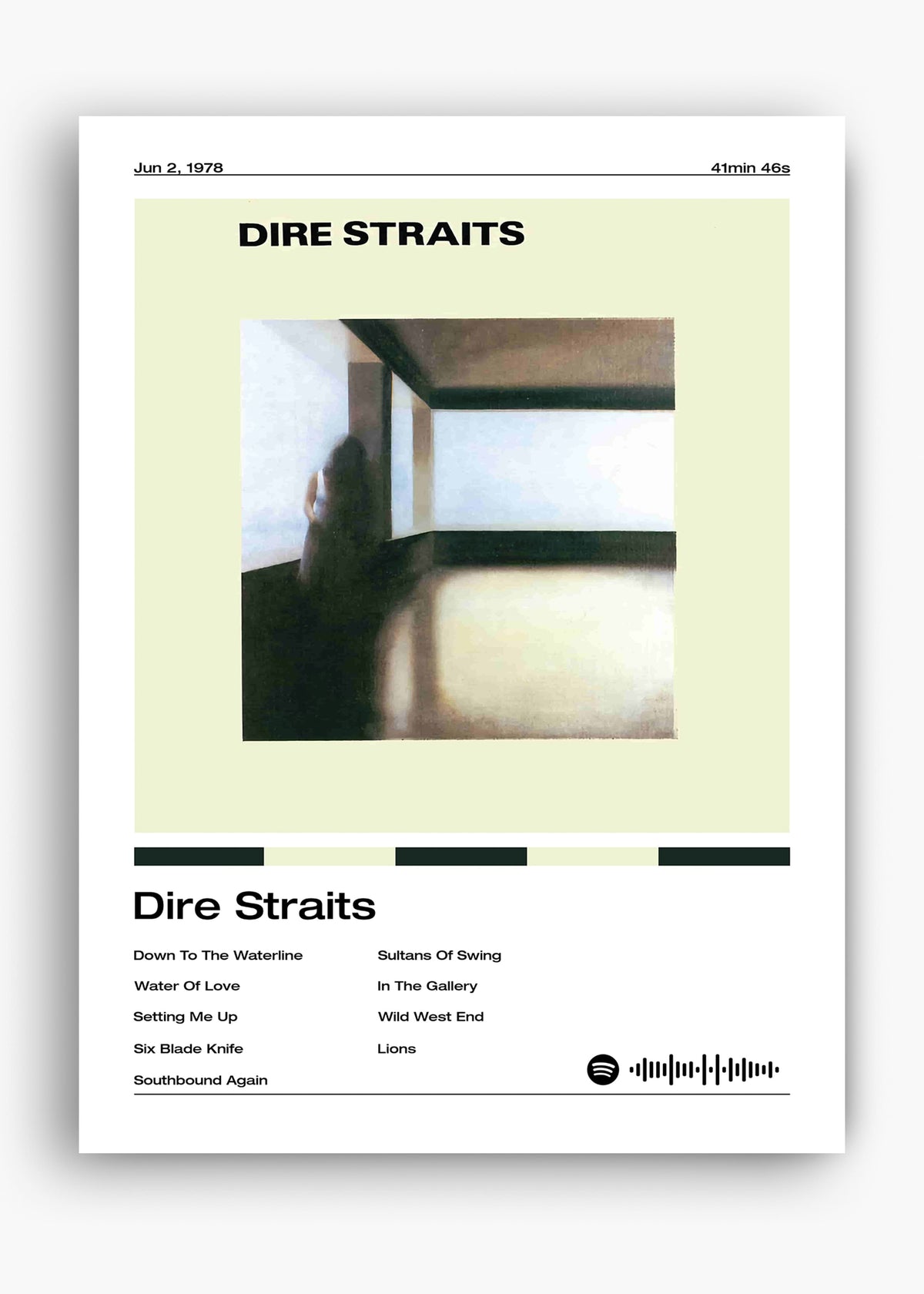 Quadro decorativo Dire Straits — arte de rock clássico para parede | Cübe Quadros