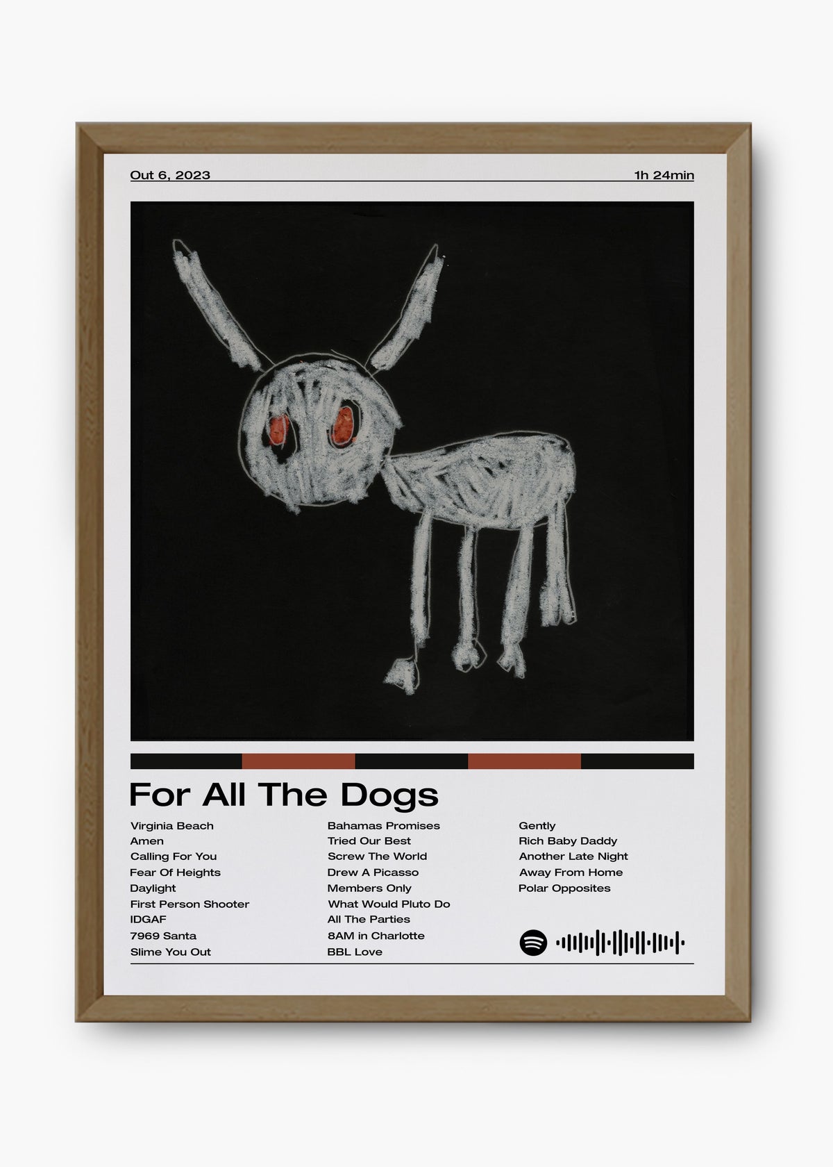 Quadro decorativo Drake For All The Dogs — arte de rap para parede | Cübe Quadros