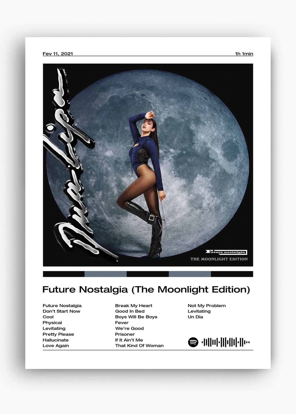 Quadro decorativo Dua Lipa Future Nostalgia Moonlight — arte pop para parede | Cübe Quadros
