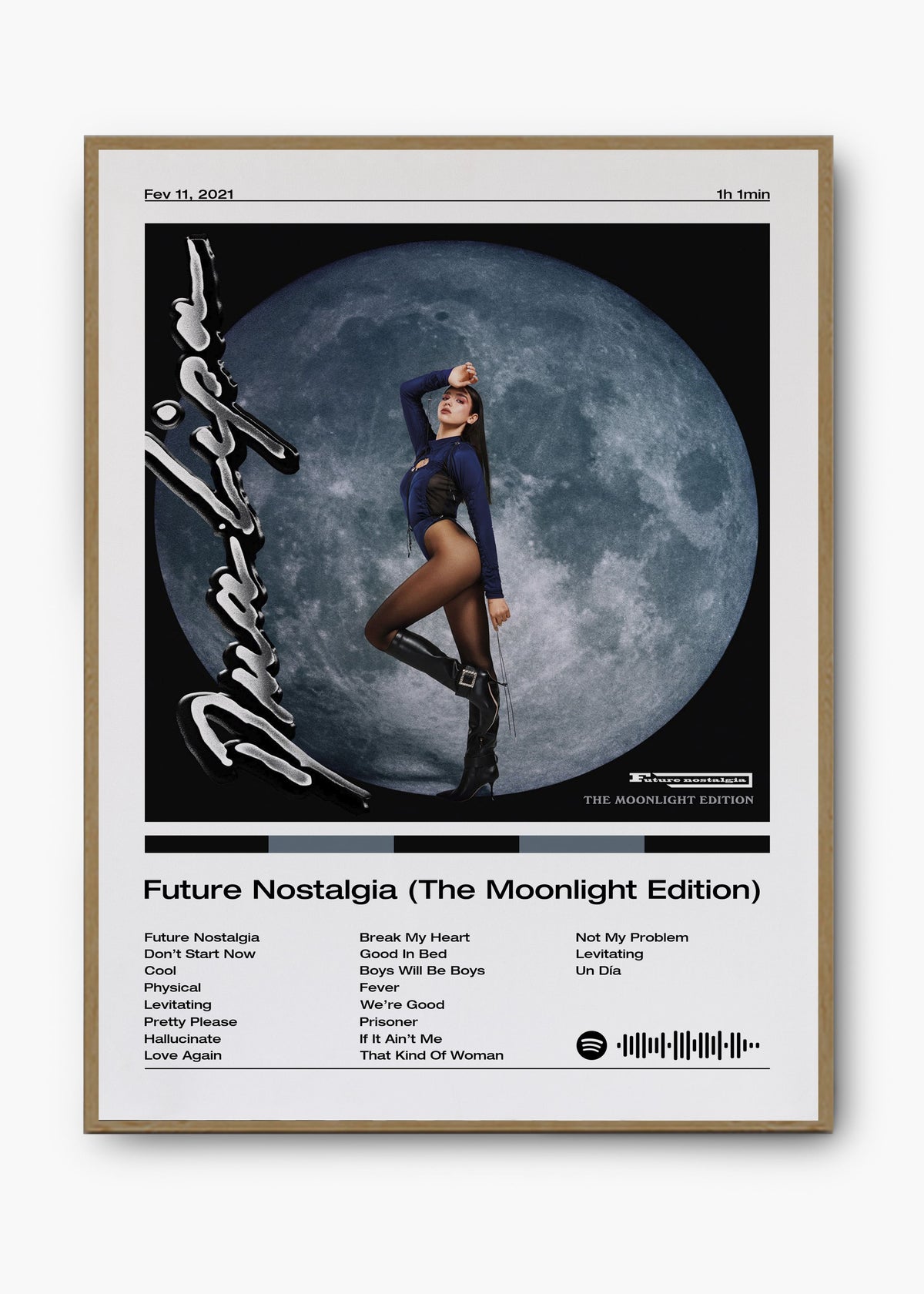 Quadro decorativo Dua Lipa Future Nostalgia Moonlight — arte pop para parede | Cübe Quadros