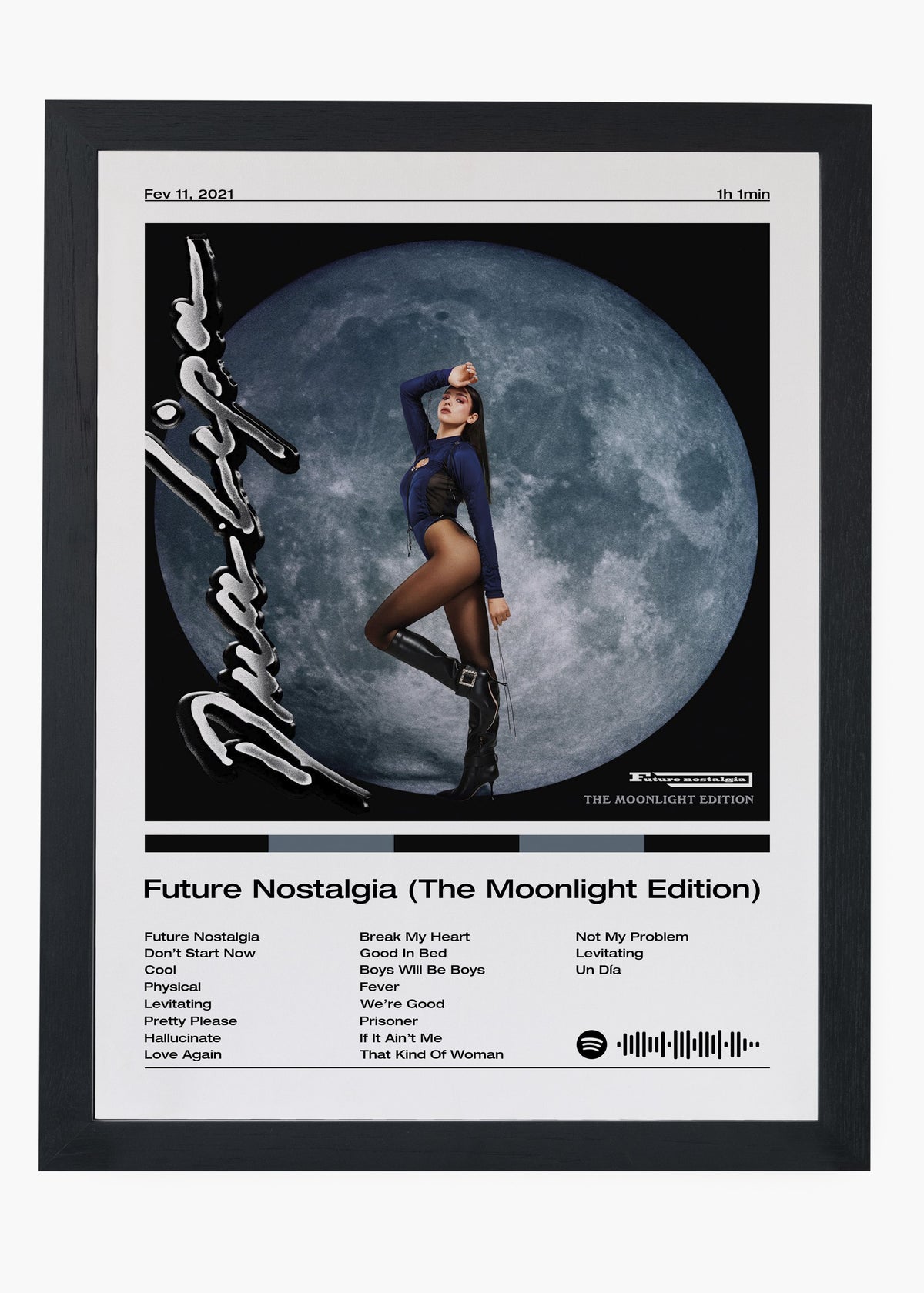 Quadro decorativo Dua Lipa Future Nostalgia Moonlight — arte pop para parede | Cübe Quadros