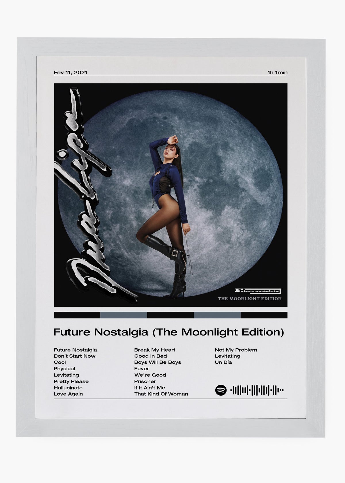 Quadro decorativo Dua Lipa Future Nostalgia Moonlight — arte pop para parede | Cübe Quadros
