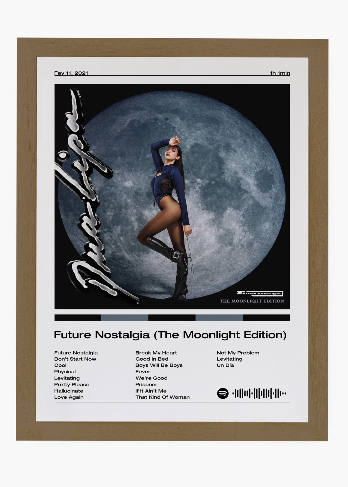 Quadro decorativo Dua Lipa Future Nostalgia Moonlight — arte pop para parede | Cübe Quadros