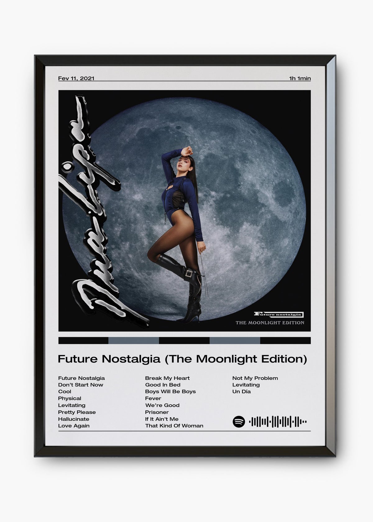 Quadro decorativo Dua Lipa Future Nostalgia Moonlight — arte pop para parede | Cübe Quadros