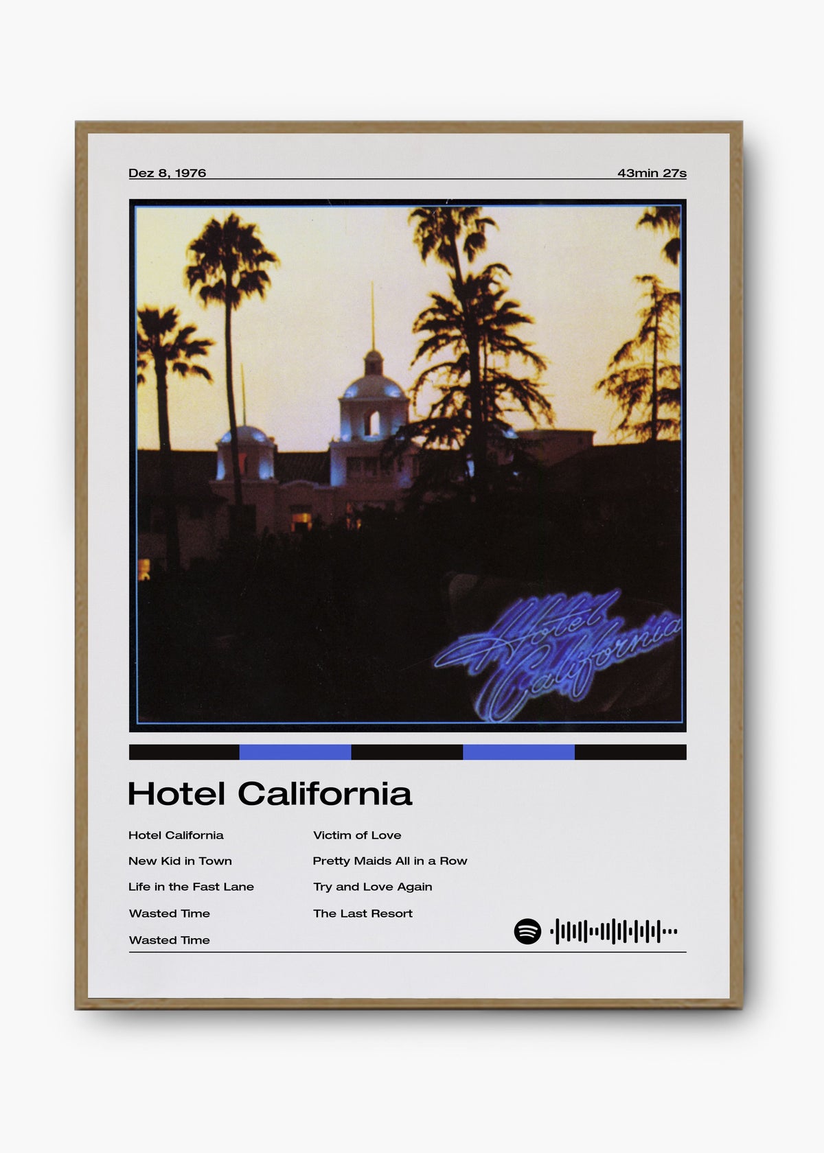 Quadro decorativo Eagles Hotel California — arte de rock clássico para parede | Cübe Quadros