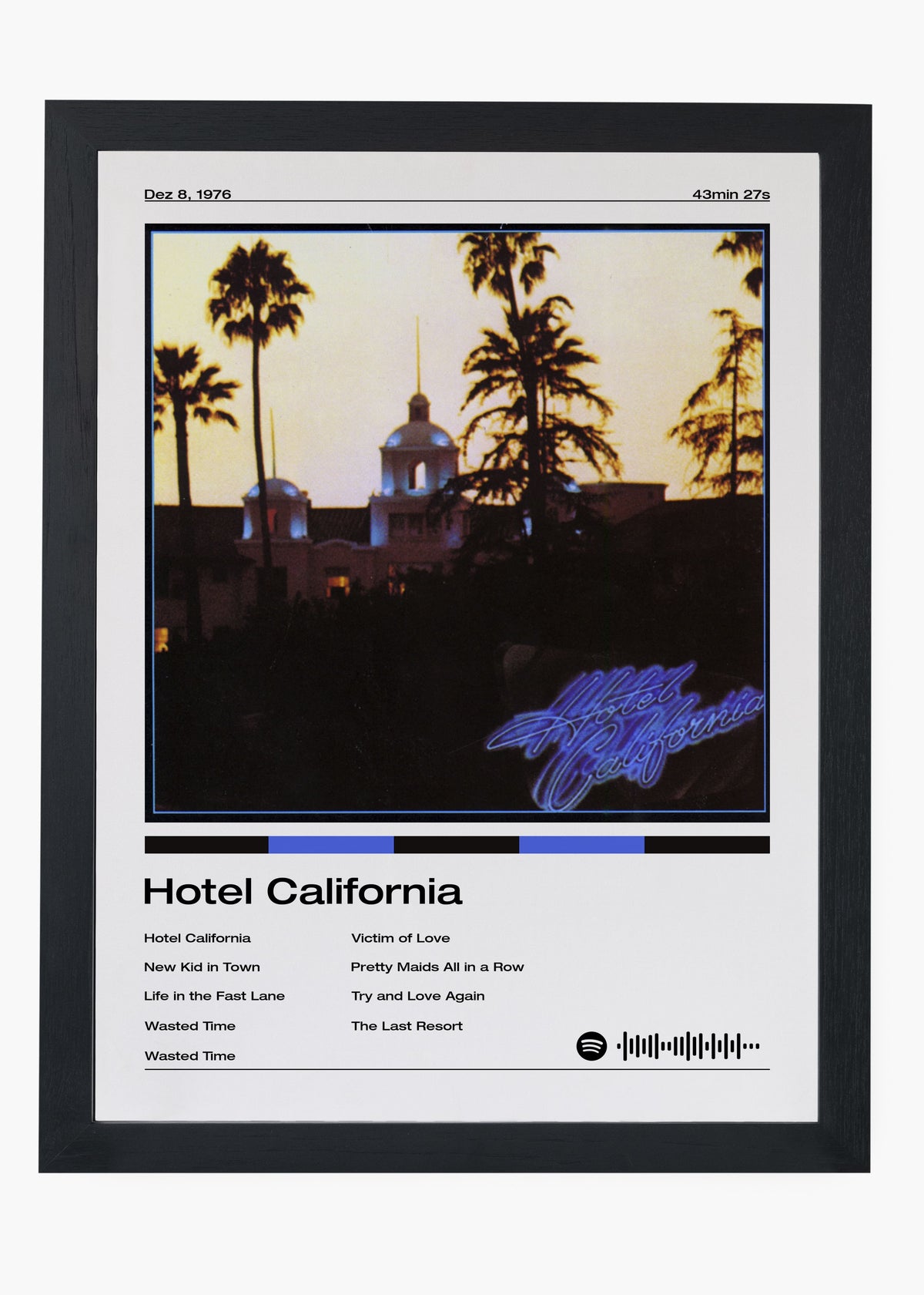 Quadro decorativo Eagles Hotel California — arte de rock clássico para parede | Cübe Quadros