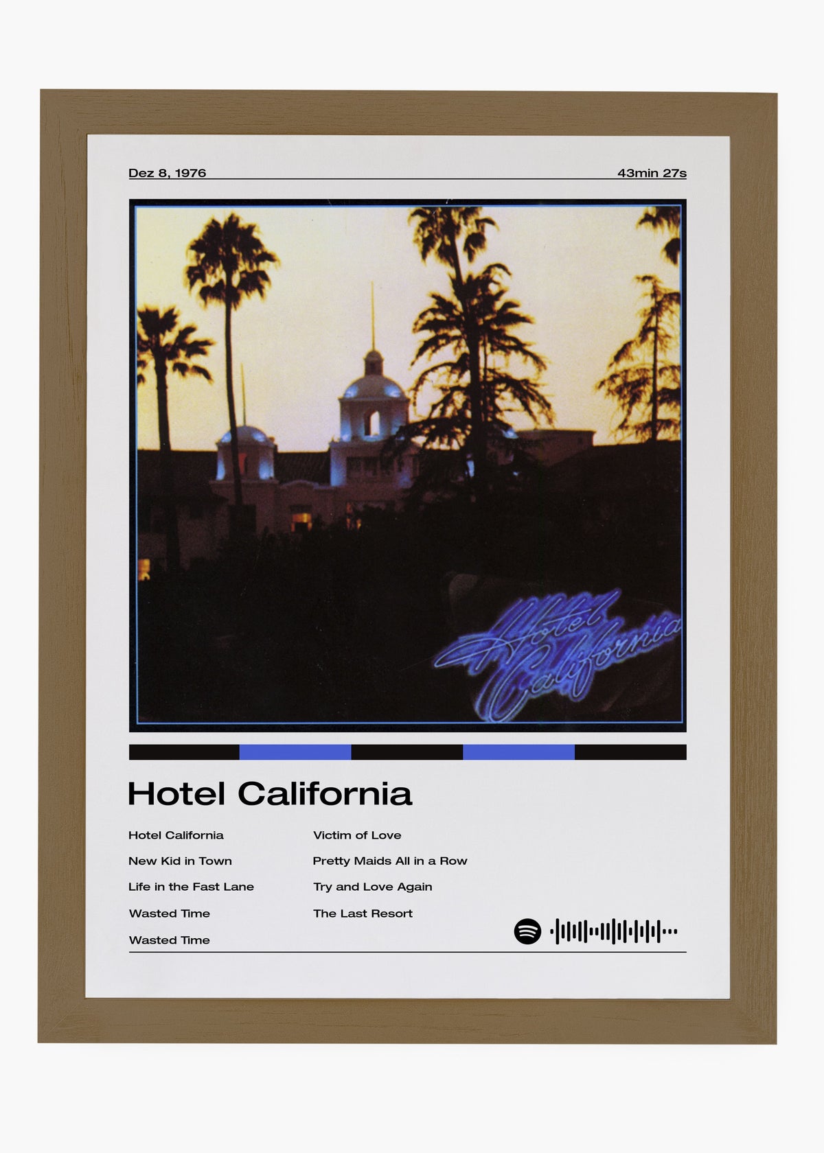 Quadro decorativo Eagles Hotel California — arte de rock clássico para parede | Cübe Quadros