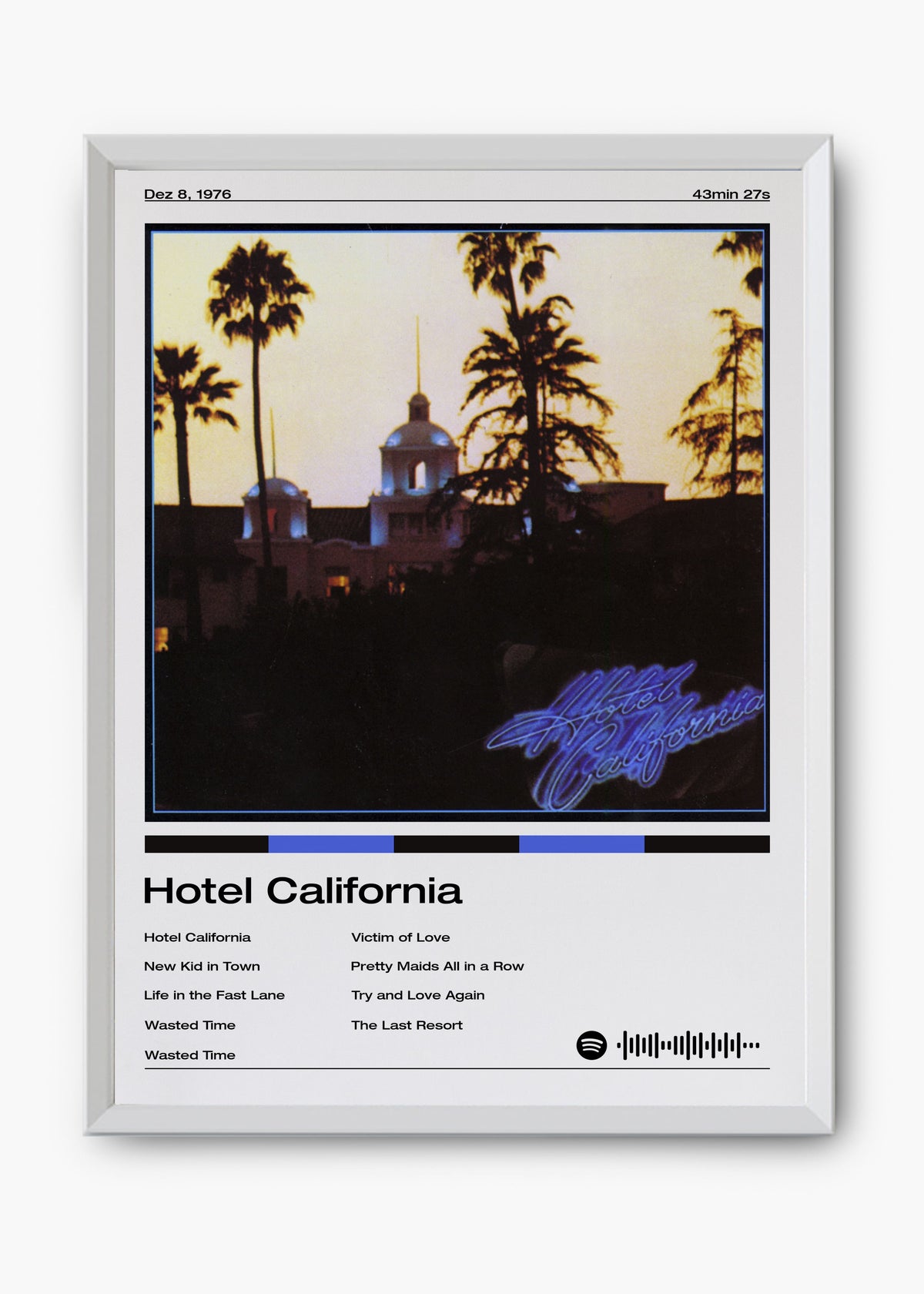Quadro decorativo Eagles Hotel California — arte de rock clássico para parede | Cübe Quadros