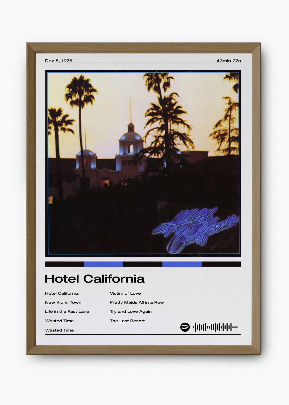 Quadro decorativo Eagles Hotel California — arte de rock clássico para parede | Cübe Quadros
